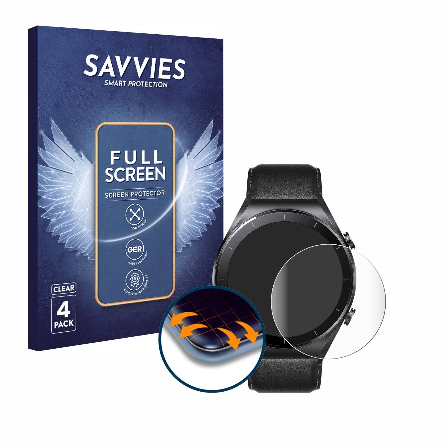 4x Savvies Full-Screen Folie für Xiaomi Watch