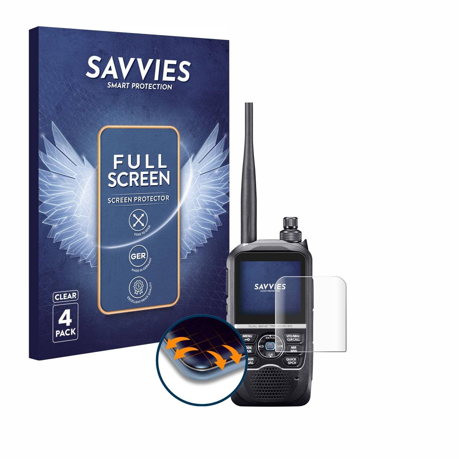 4x Savvies Full-Screen Folie für Icom
