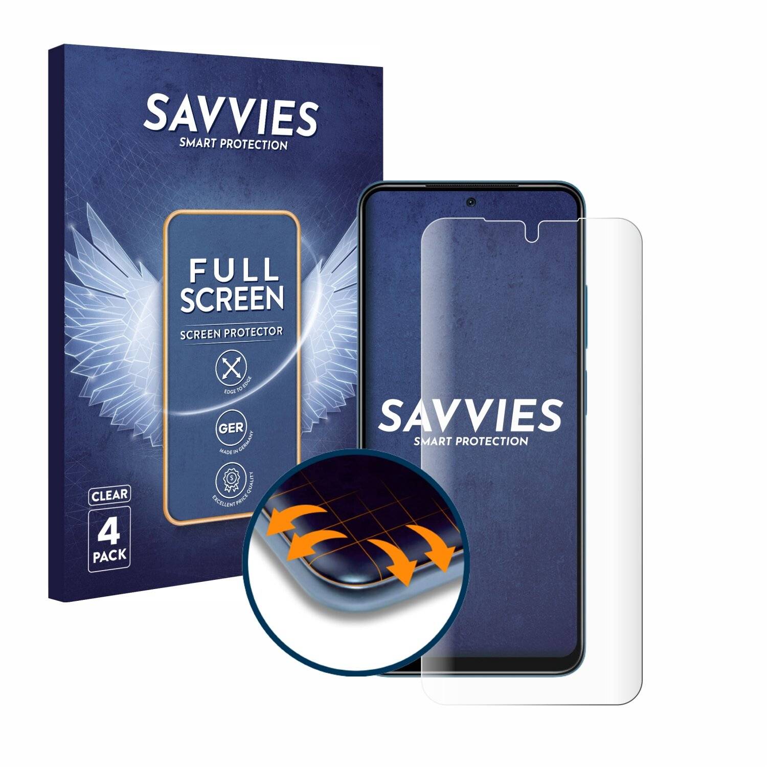 4x Savvies Full-Screen Folie für Xiaomi Redmi Note