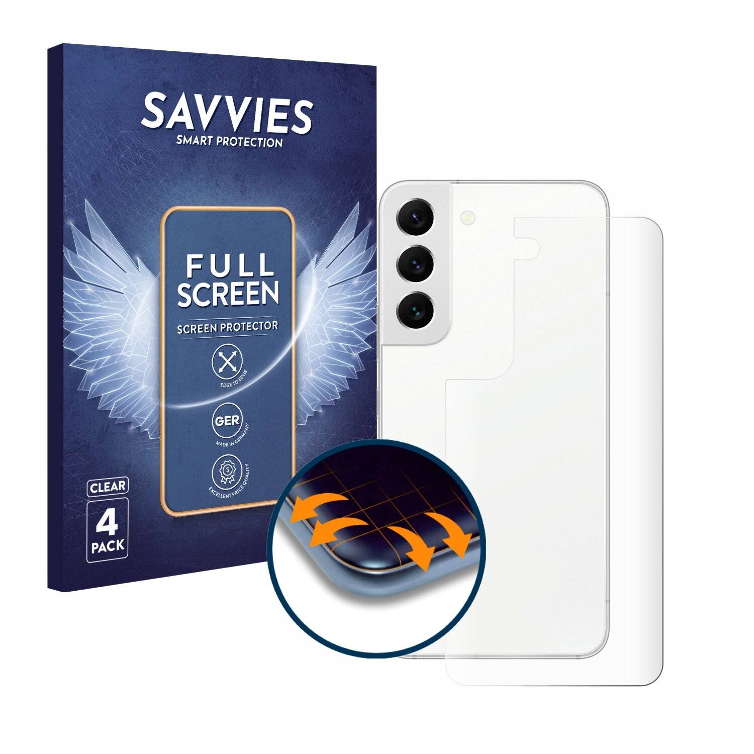 4x Savvies Full-Screen Folie für Samsung Galaxy S22 5G