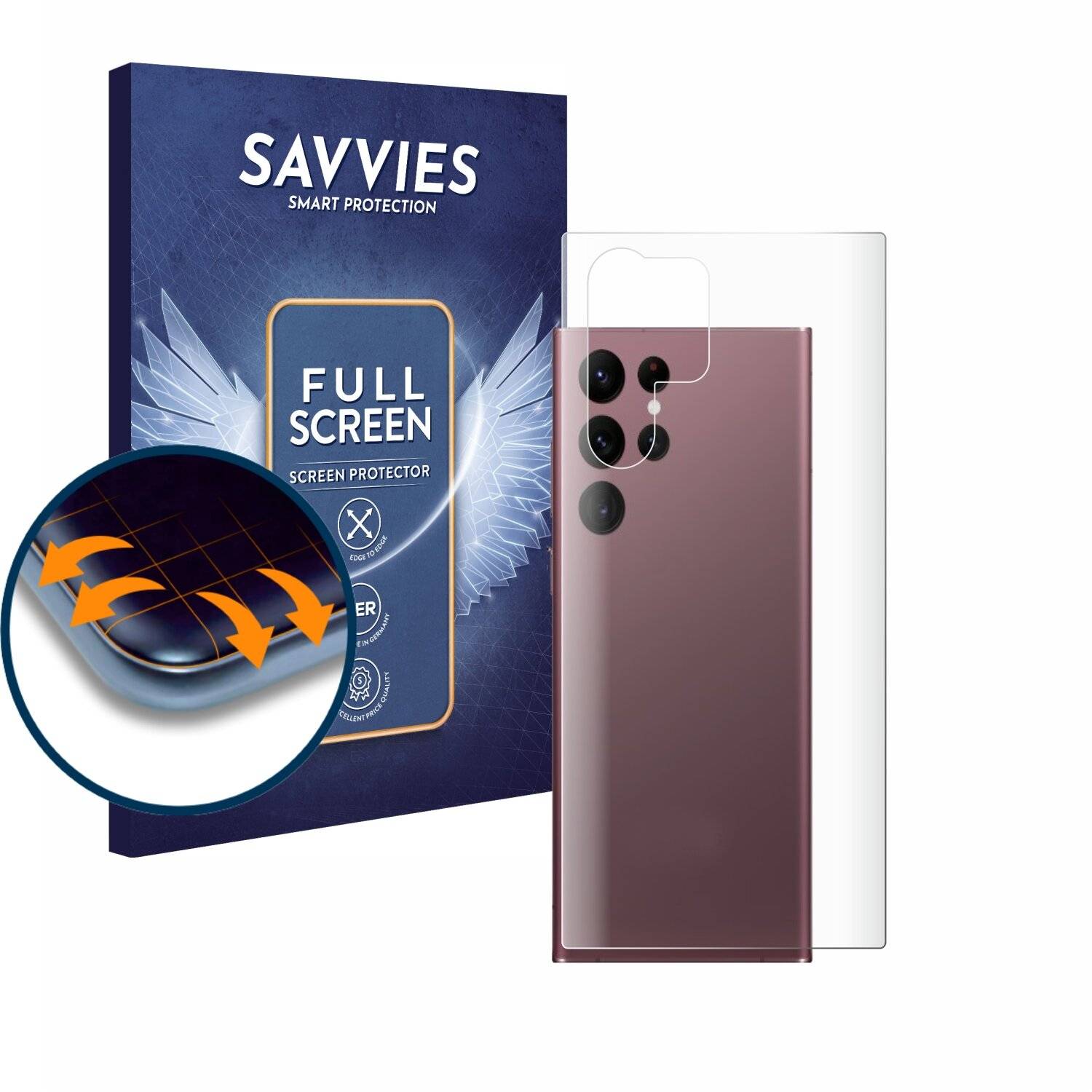 4x Savvies Full-Screen Folie für Samsung Galaxy S22 Ultra 5G