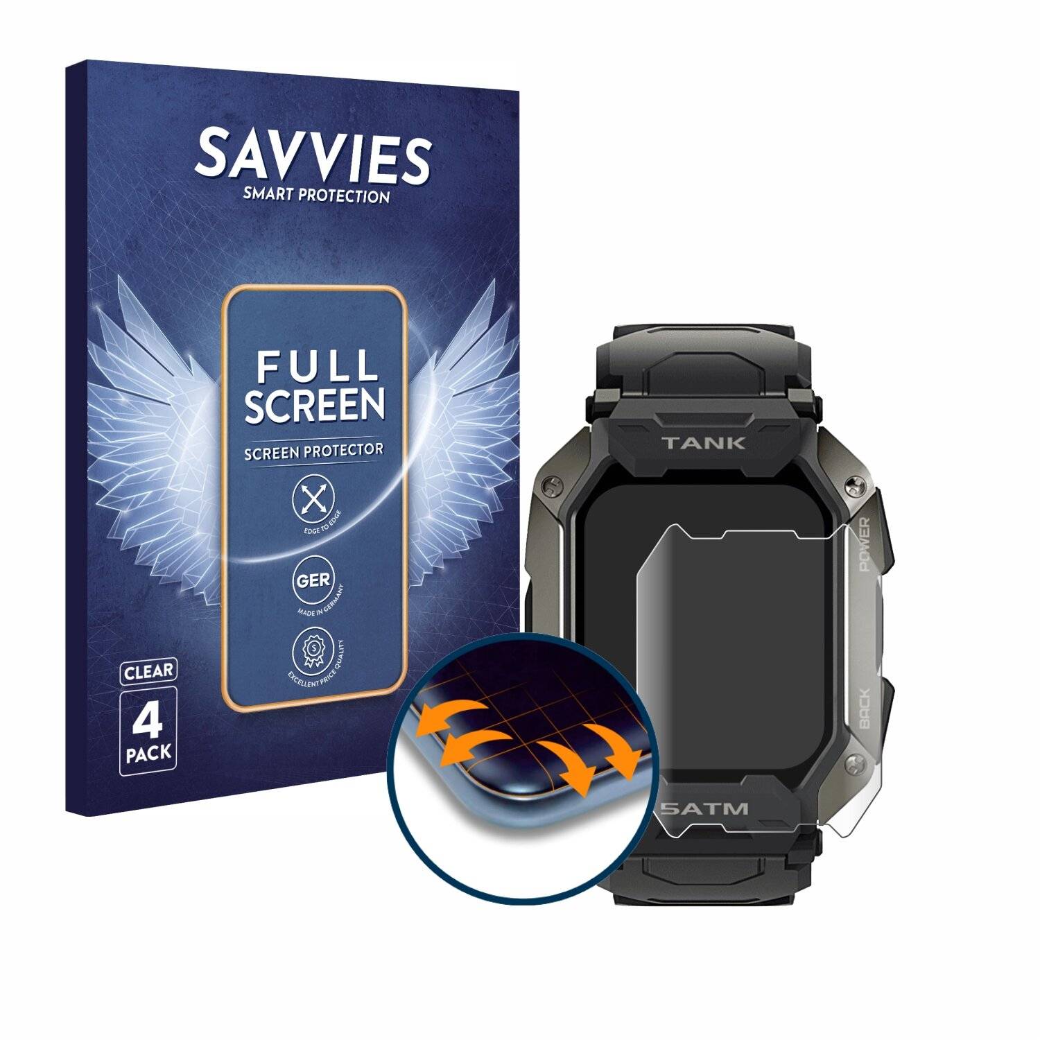 4x Savvies Full-Screen Folie für Kospet Tank