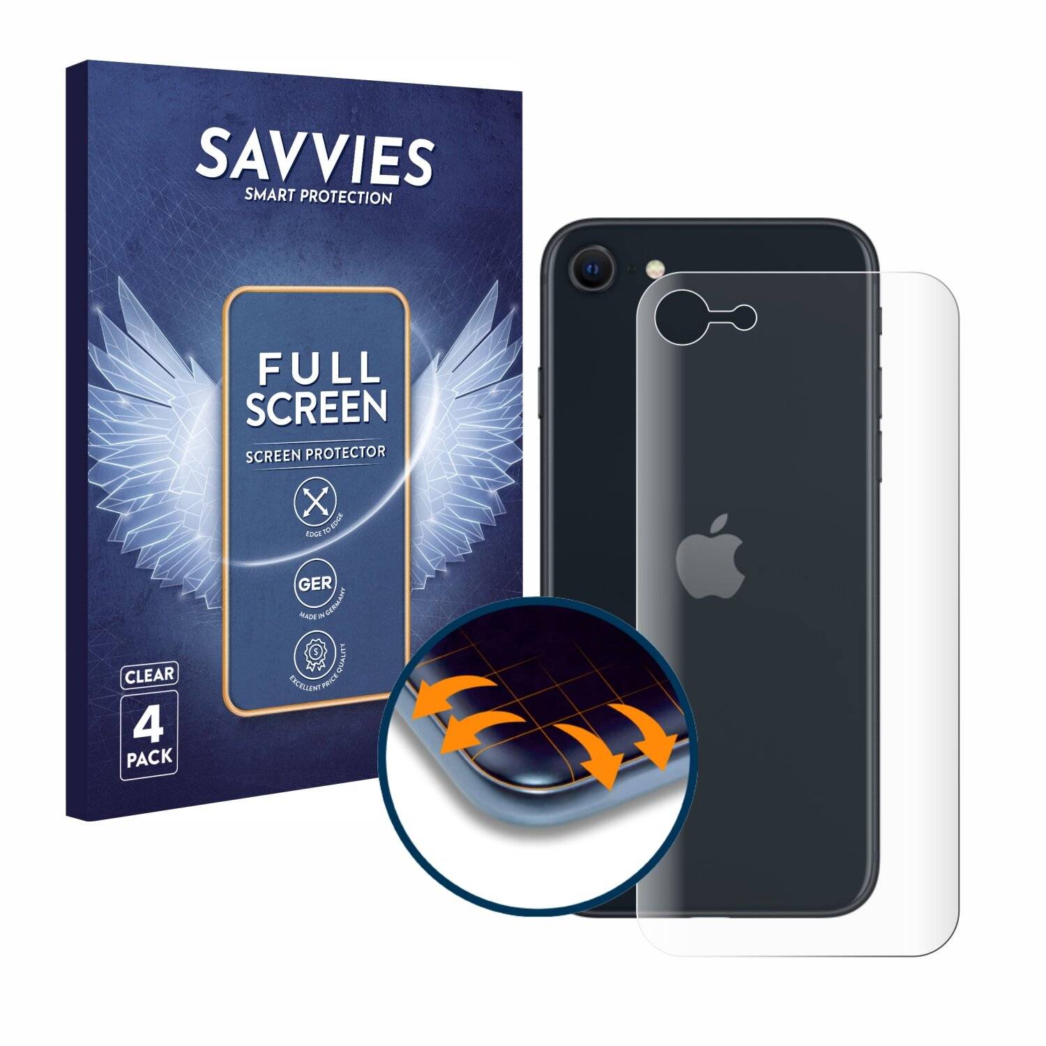 4x Savvies Full-Screen Folie für Apple iPhone SE 3 2022