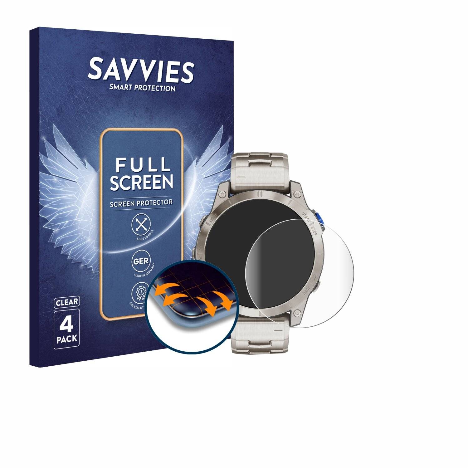 4x Savvies Full-Screen Folie für Garmin D2 Mach 1