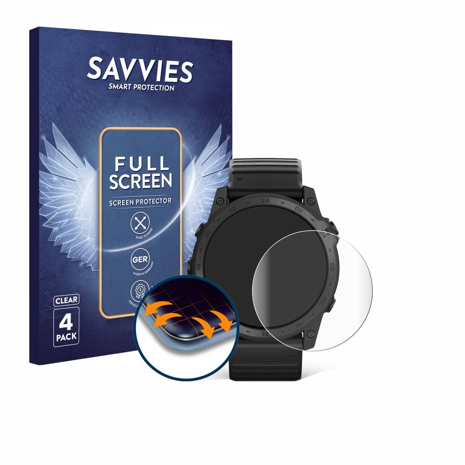4x Savvies Full-Screen Folie für Garmin Tactix
