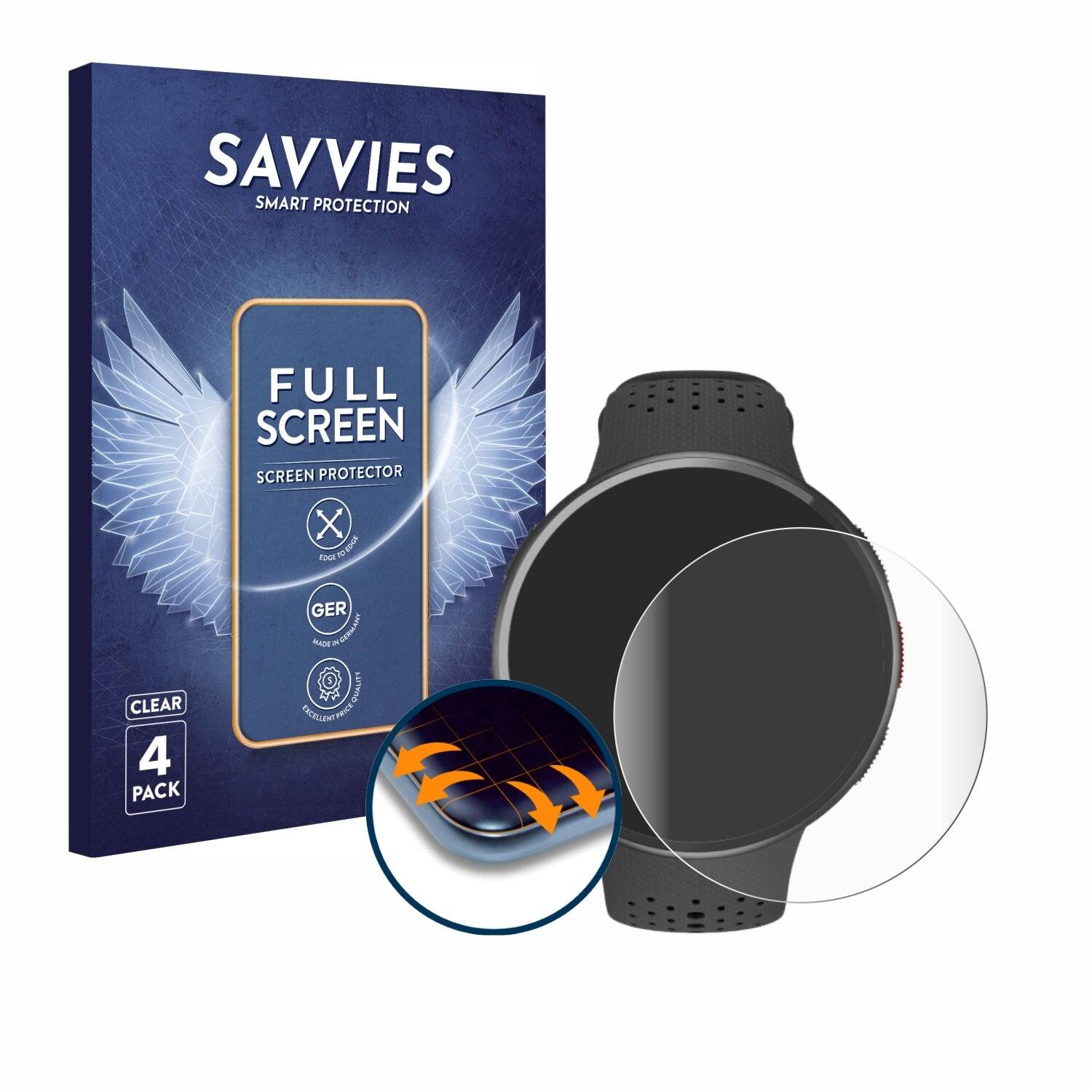 4x Savvies Full-Screen Folie für Polar Pacer