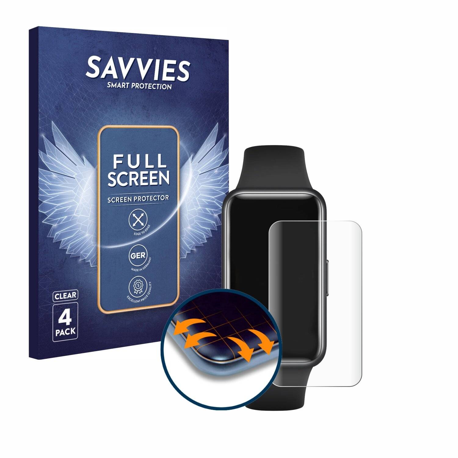 4x Savvies Full-Screen Folie für Huawei Band