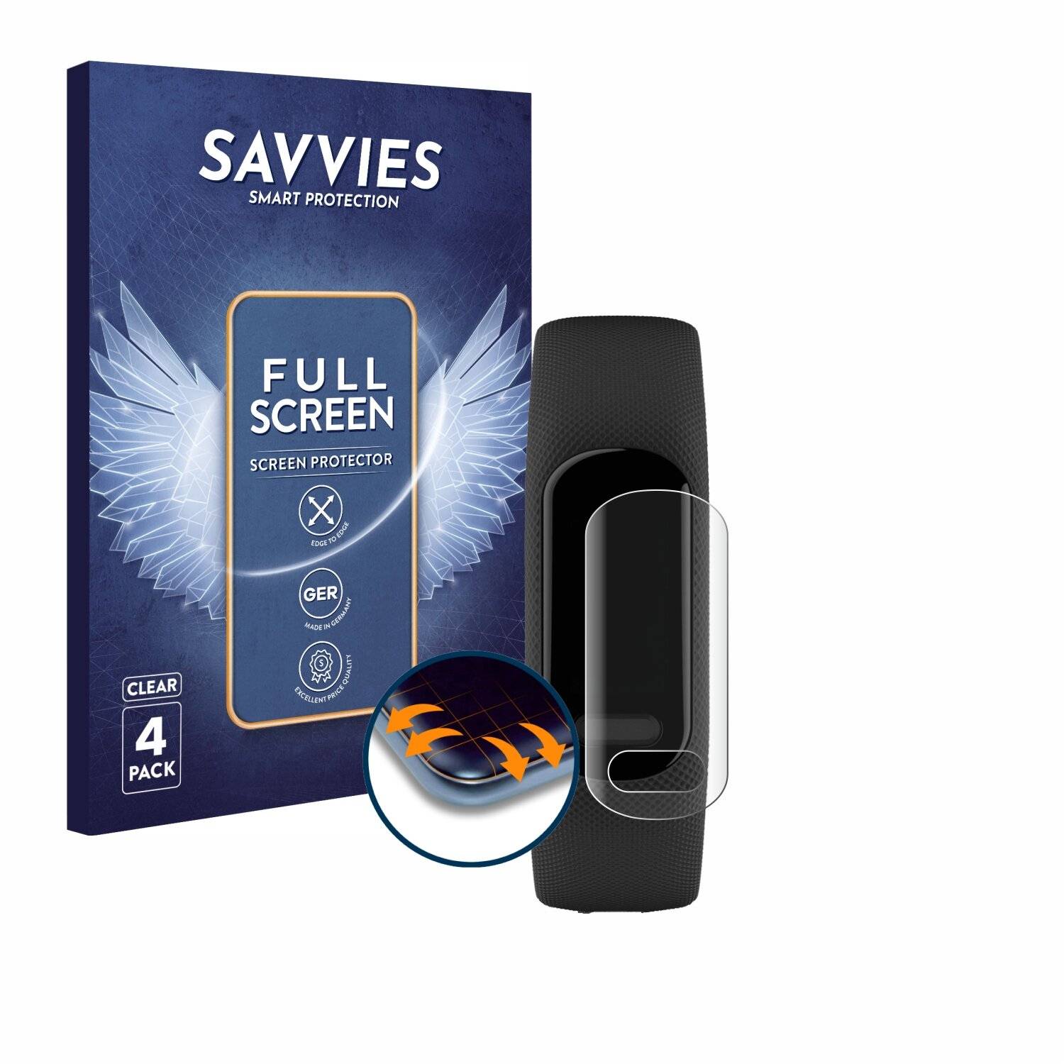 4x Savvies Full-Screen Folie für Garmin Vivosmart