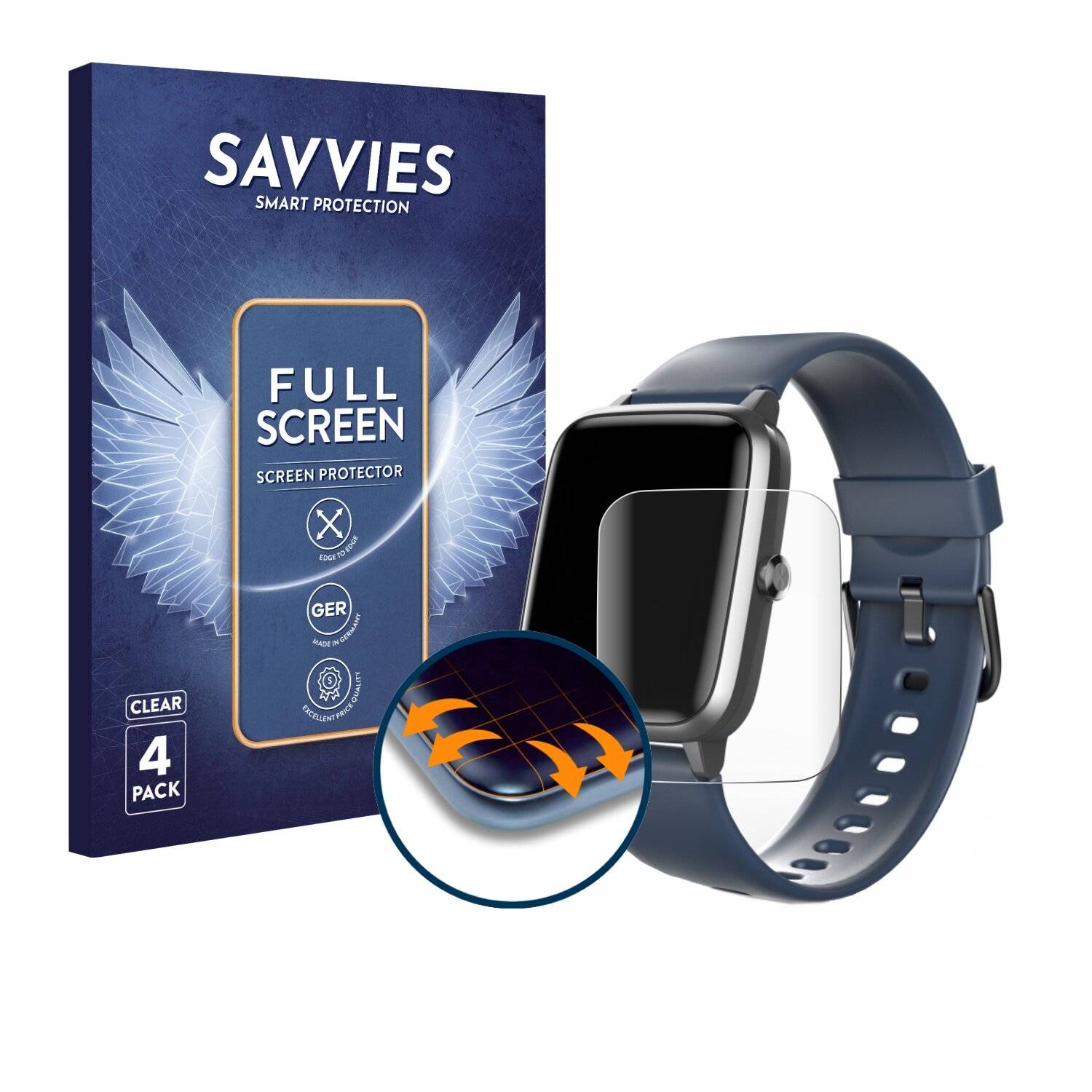 4x Savvies Full-Screen Folie für Hama Fit Watch
