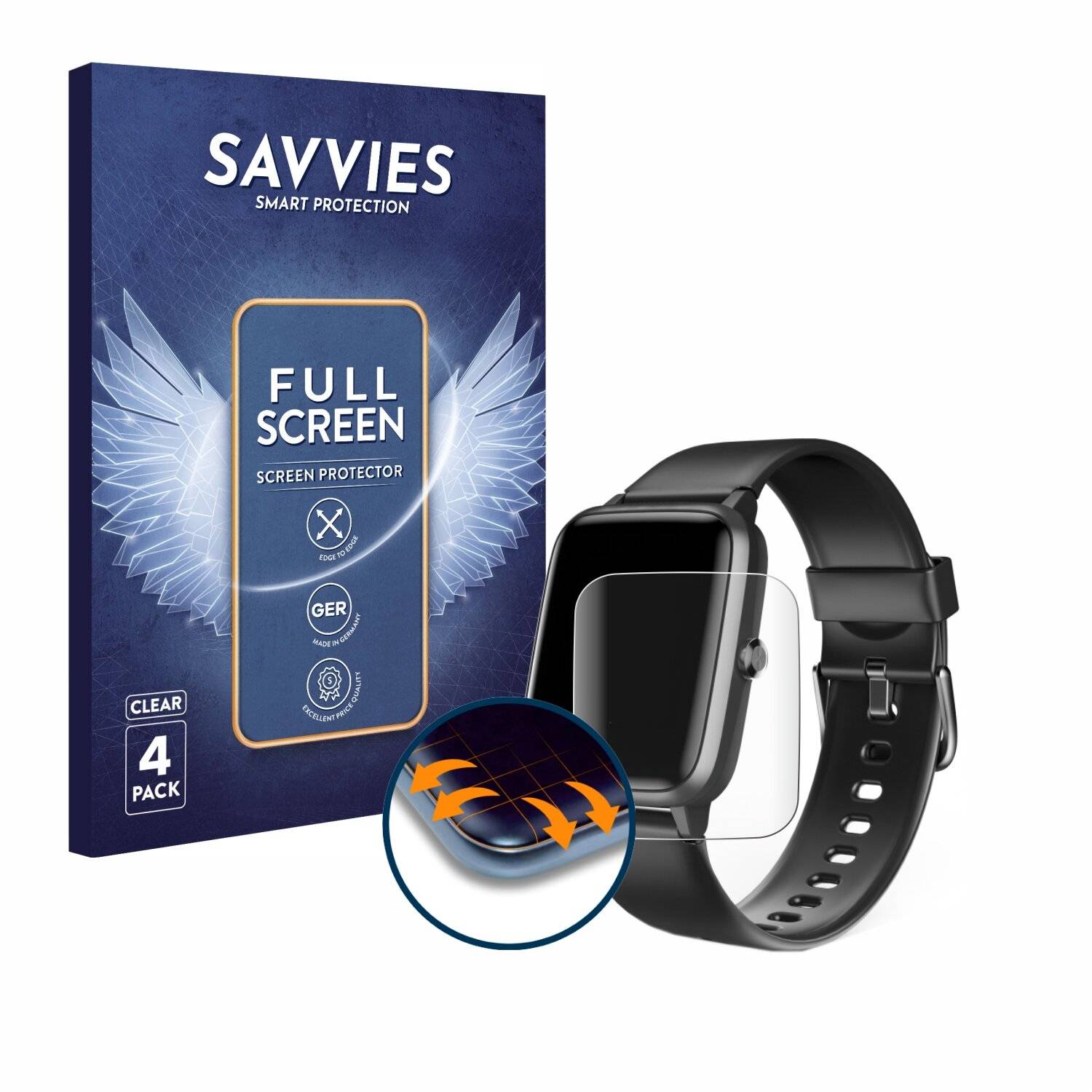 4x Savvies Full-Screen Folie für Hama Fit Watch