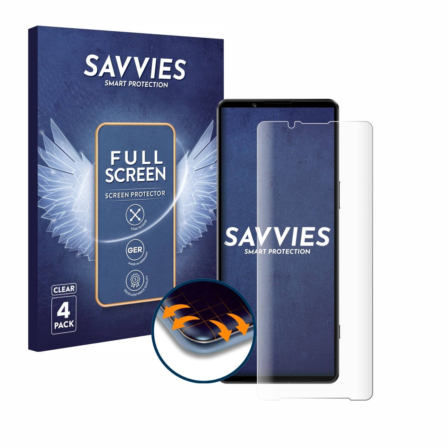 4x Savvies Full-Screen Folie für Sony Xperia 1