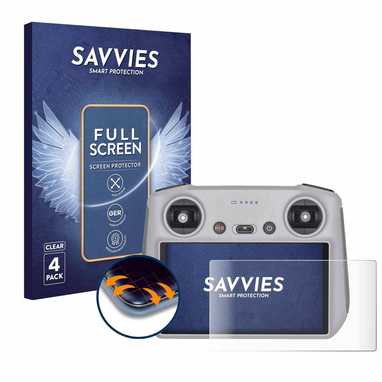 4x Savvies Full-Screen Folie für DJI RC