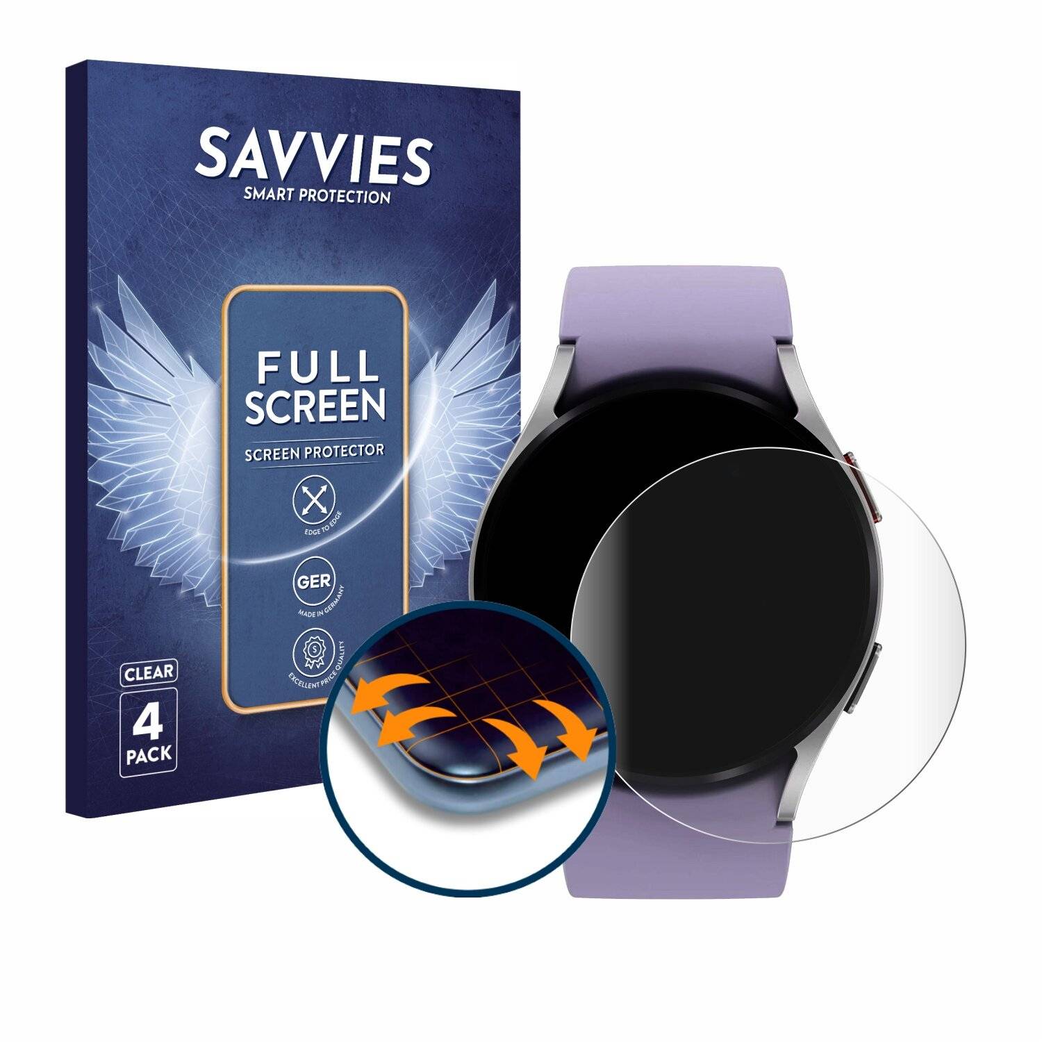 4x Savvies Full-Screen Folie für Samsung Galaxy Watch 5