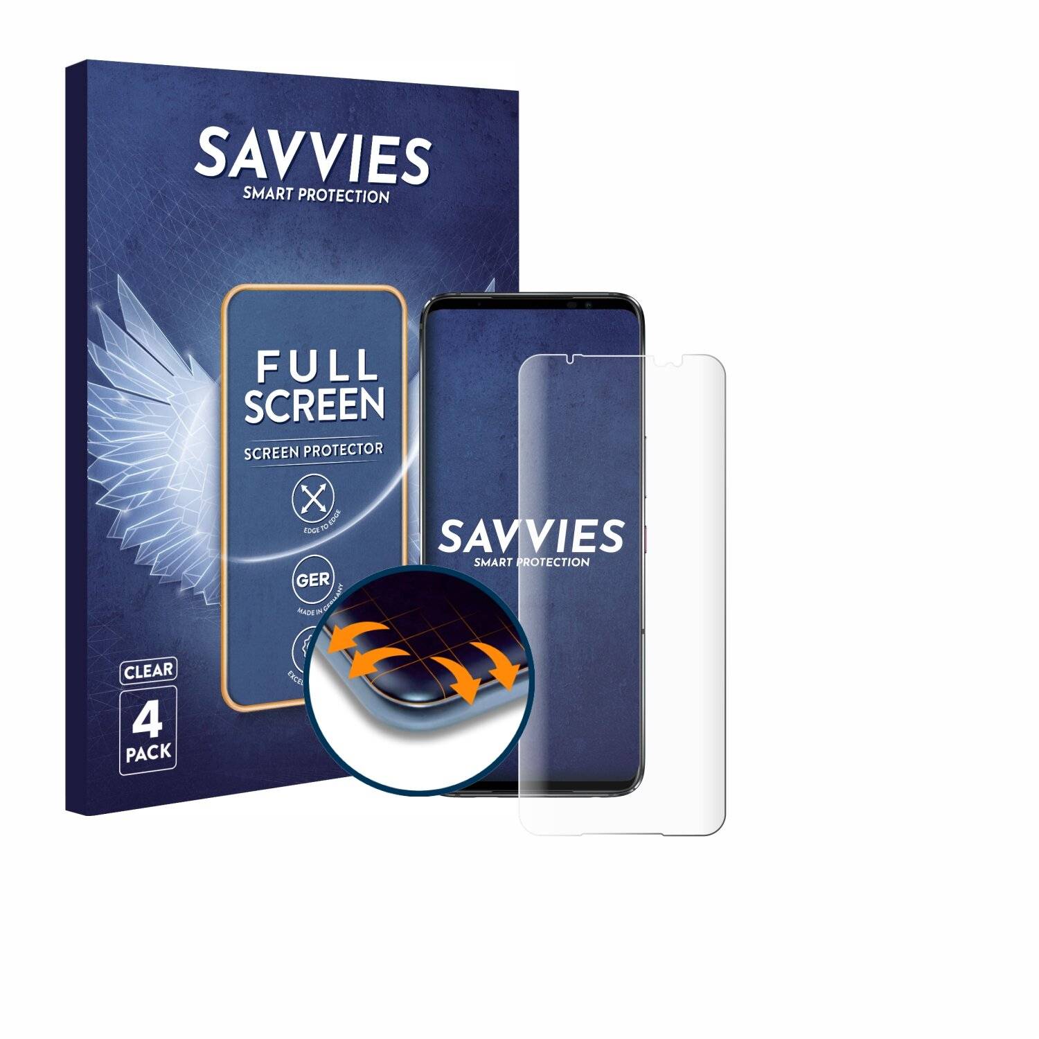 4x Savvies Full-Screen Folie für ASUS ROG Phone