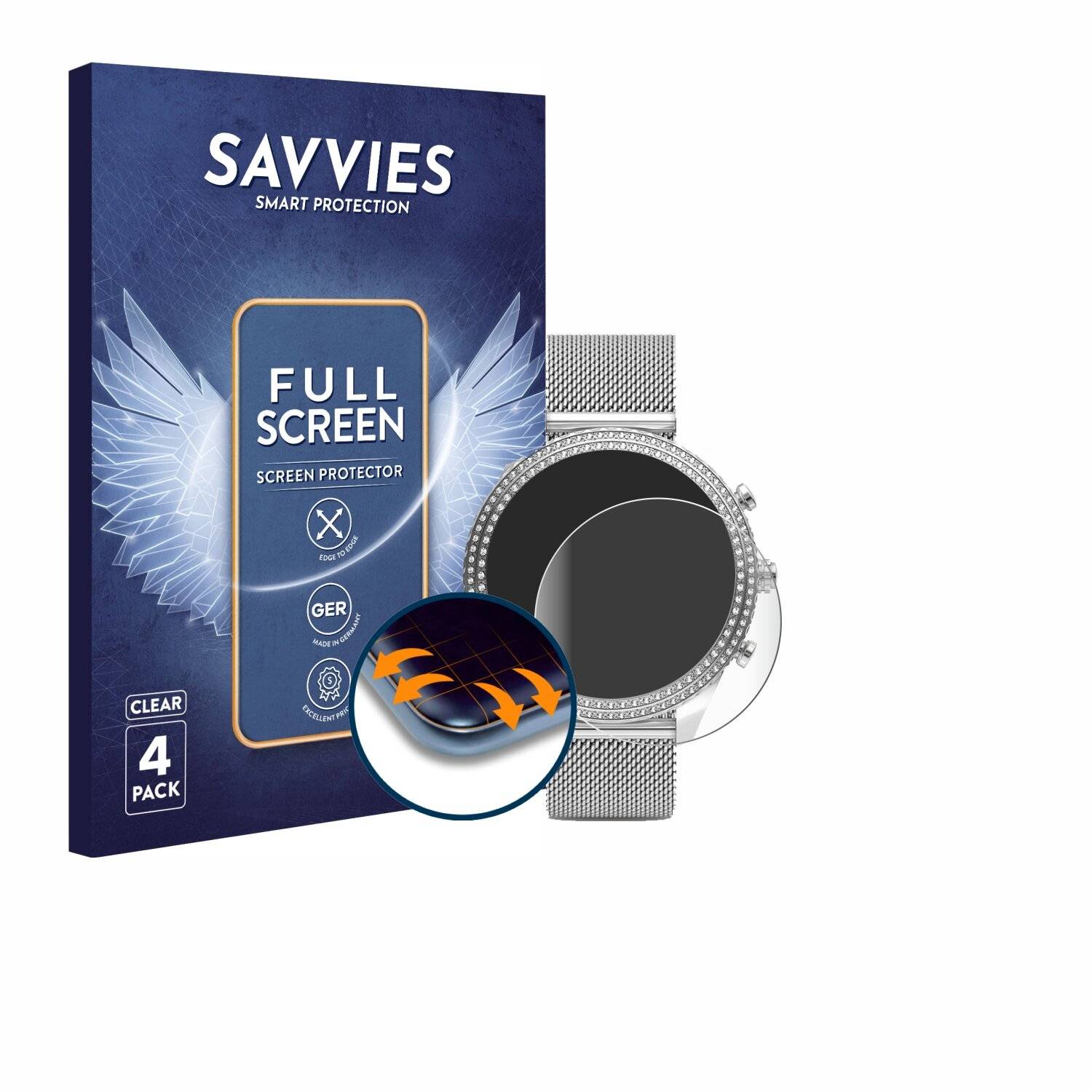 4x Savvies Full-Screen Folie für Fossil Stella (6. Gen)