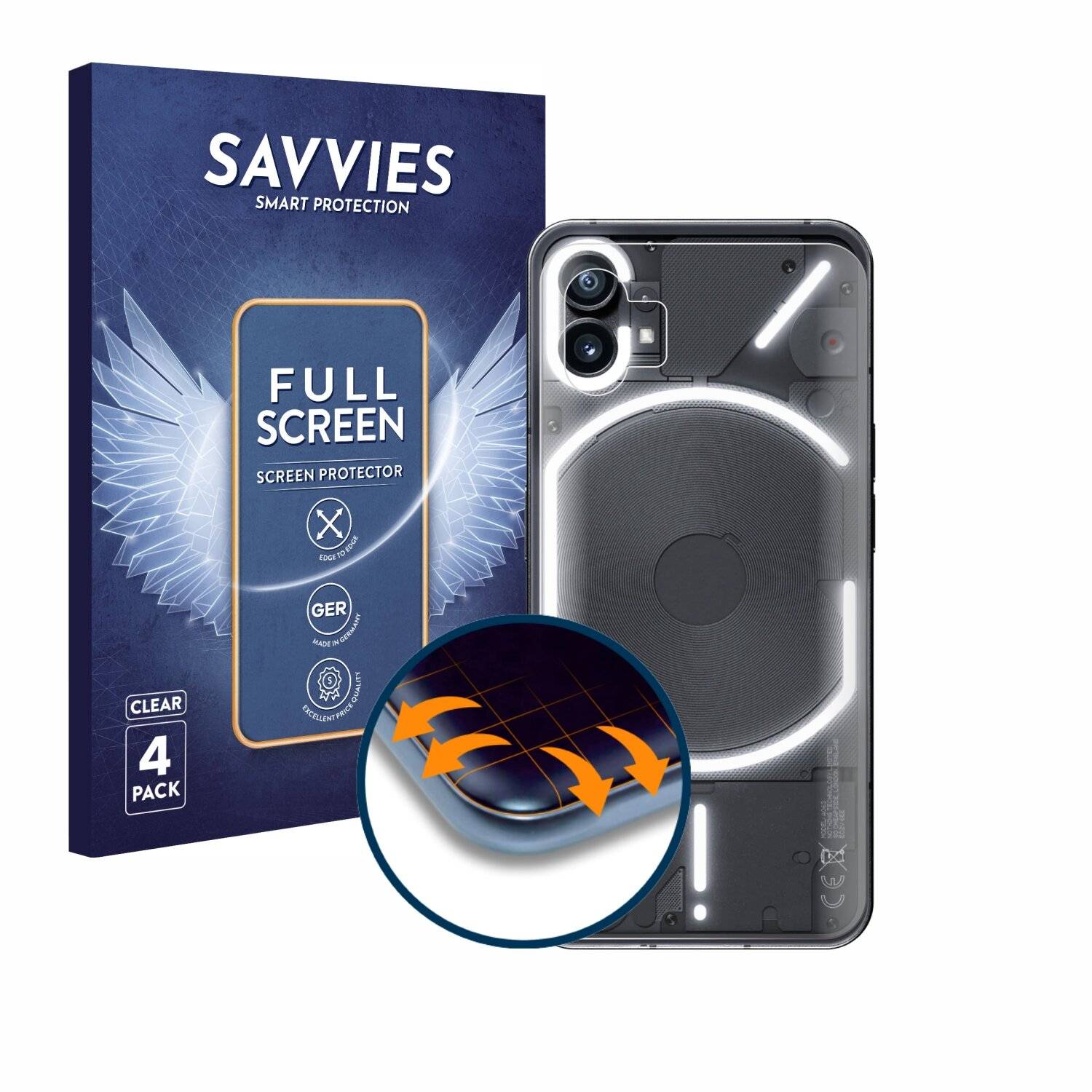 4x Savvies Full-Screen Folie für Nothing Phone (1)