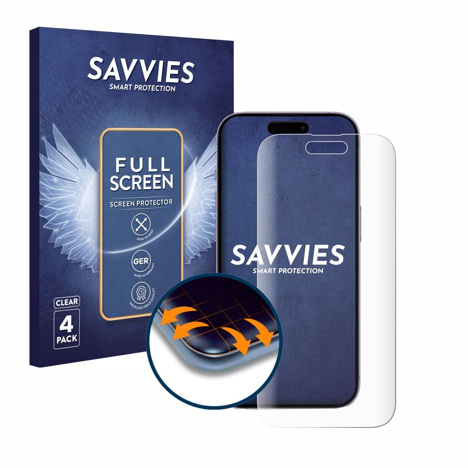 4x Savvies Full-Screen Folie für Apple iPhone 14