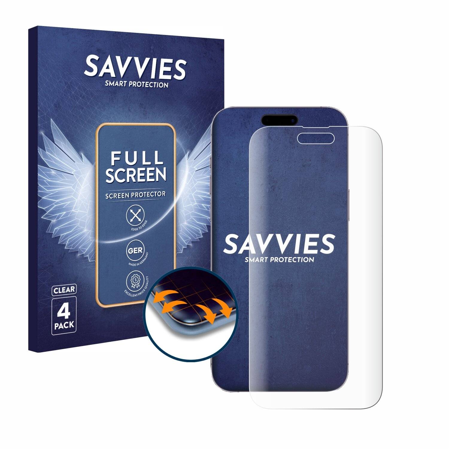 4x Savvies Full-Screen Folie für Apple iPhone 14 Pro
