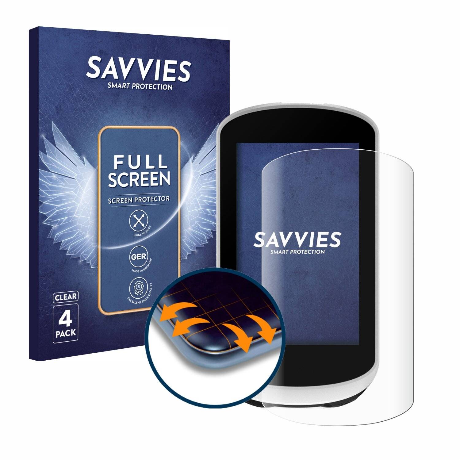 4x Savvies Full-Screen Folie für Garmin Edge Explore