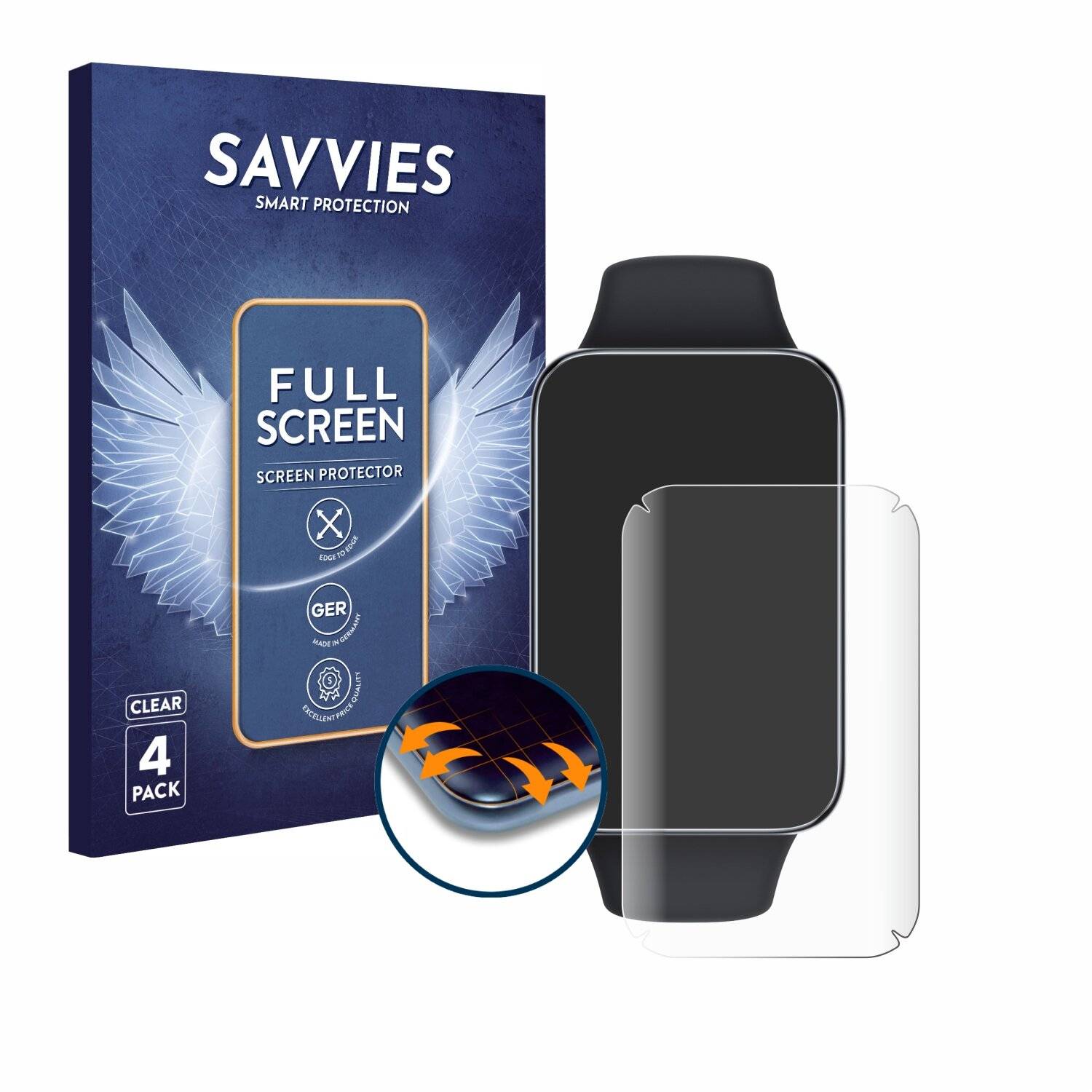 4x Savvies Full-Screen Folie für Xiaomi Smart Band 7