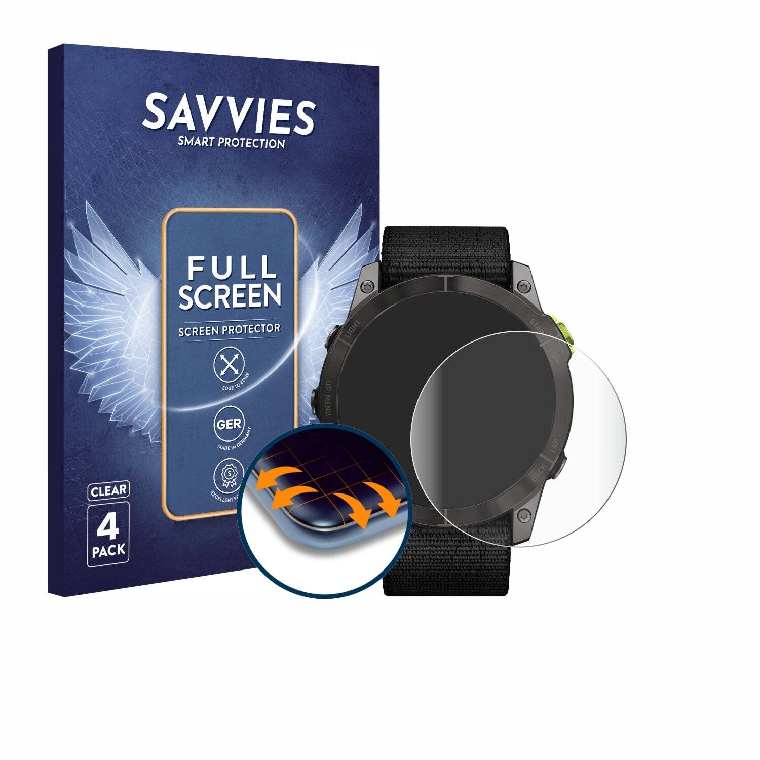 4x Savvies Full-Screen Folie für Garmin Enduro