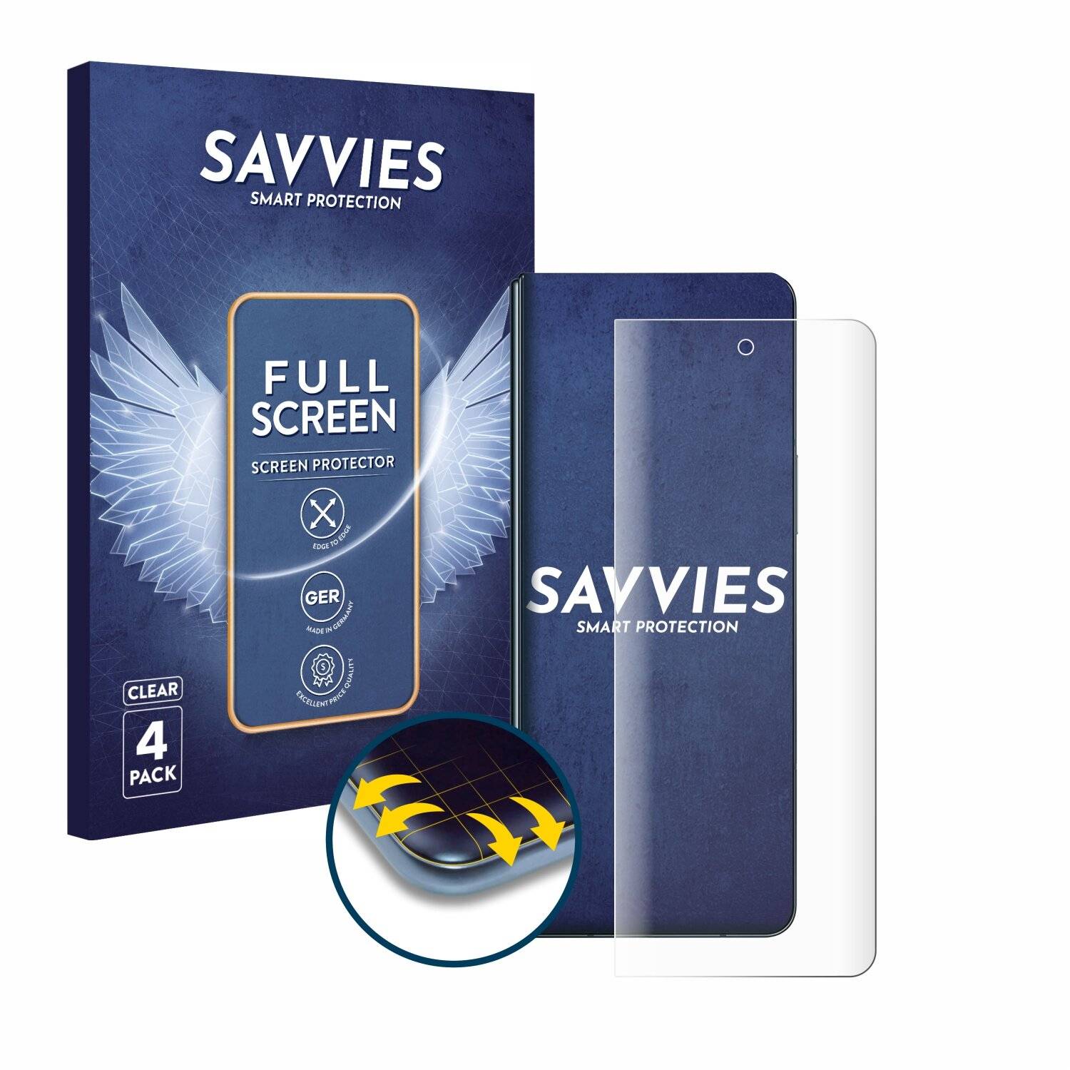 4x Savvies Full-Screen Folie für Samsung Galaxy Z Fold
