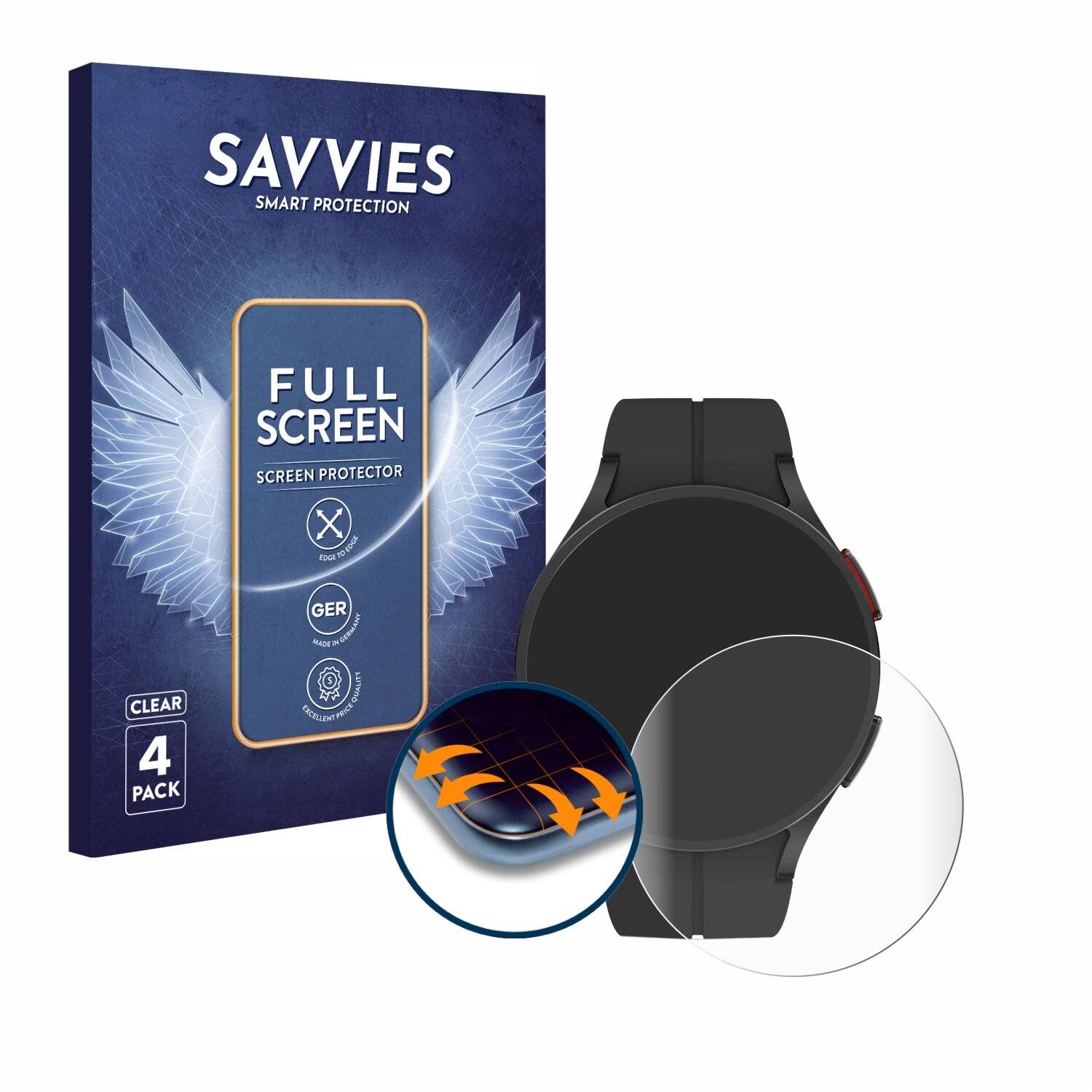 4x Savvies Full-Screen Folie für Samsung Galaxy Watch 5