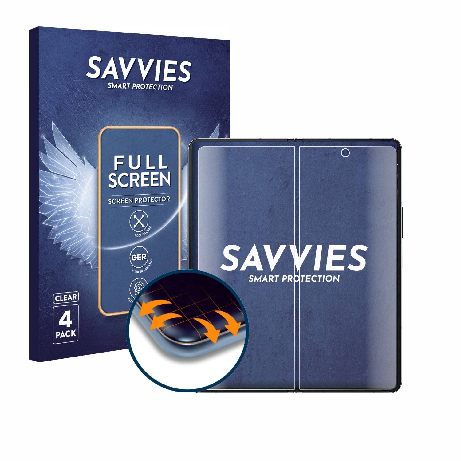4x Savvies Full-Screen Folie für Samsung Galaxy Z Fold 4 (Inneres