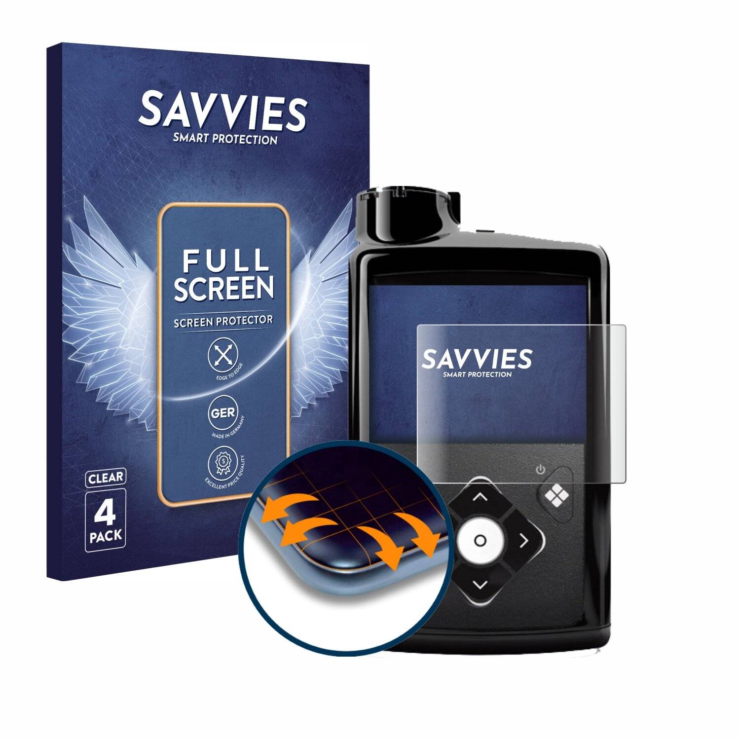 4x Savvies Full-Screen Folie für Medtronic Minimed