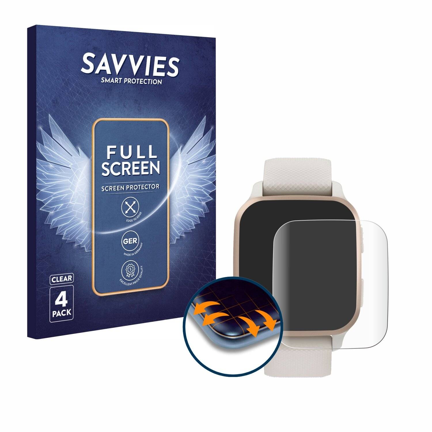 4x Savvies Full-Screen Folie für Garmin Venu Sq 2
