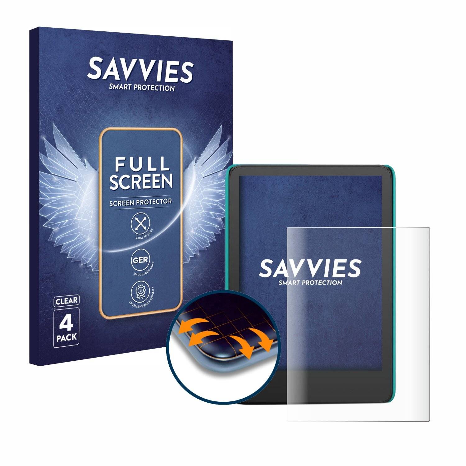 4x Savvies Full-Screen Folie für Amazon Kindle Kids