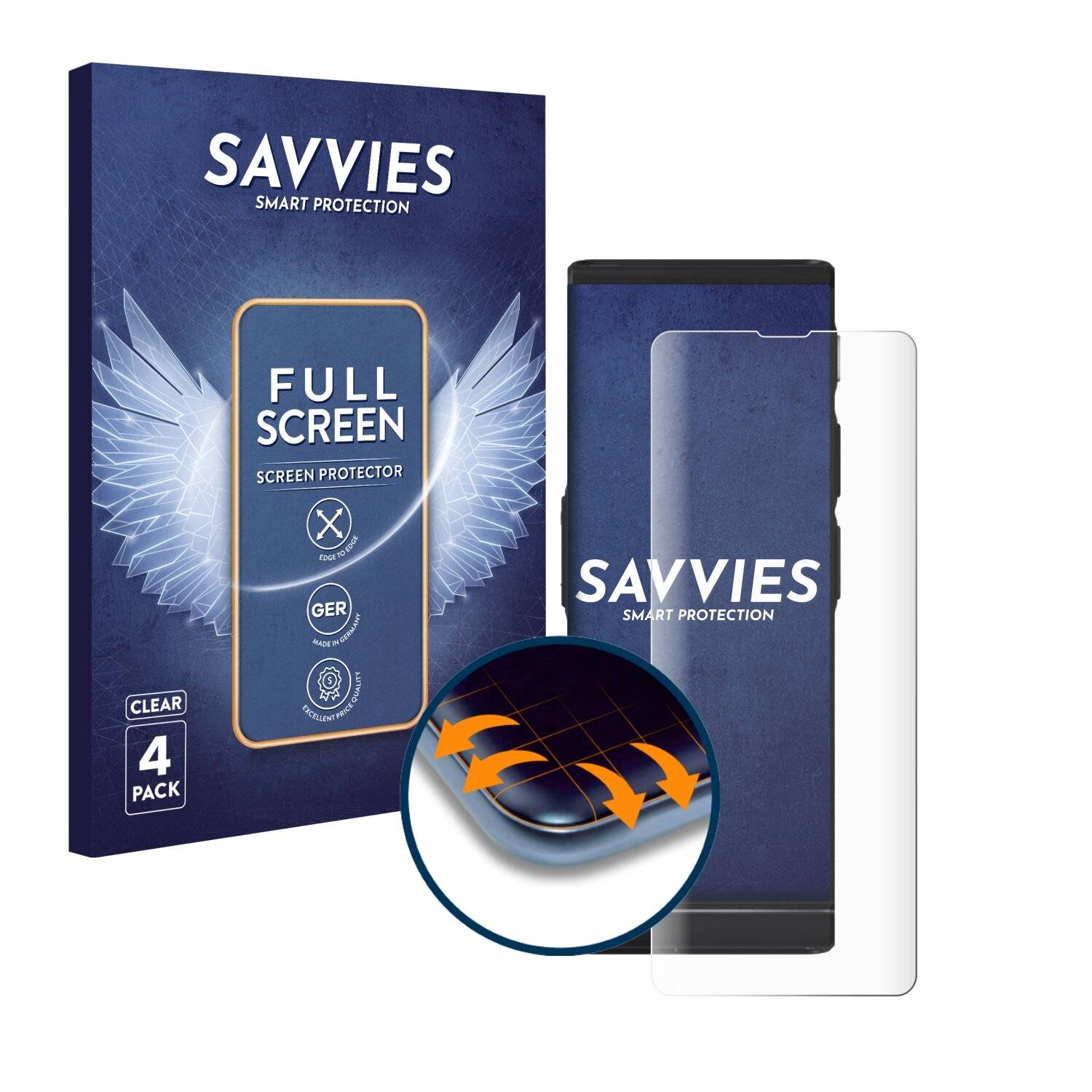 4x Savvies Full-Screen Folie für Vasco Translator