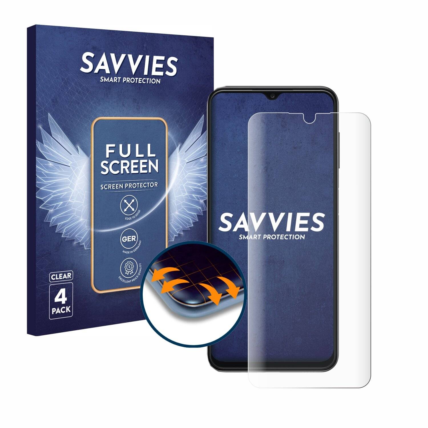 4x Savvies Full-Screen Folie für Samsung Galaxy A13