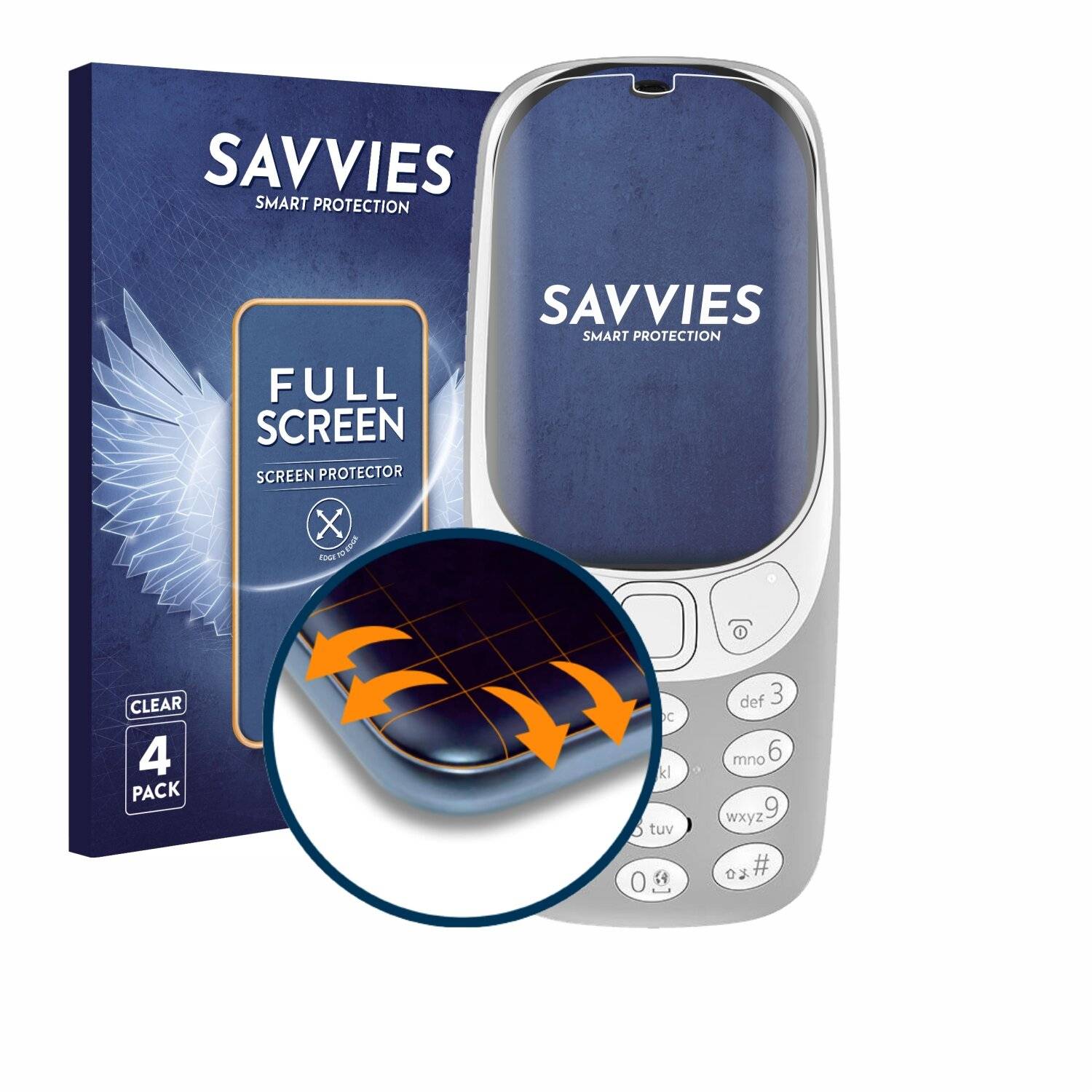 4x Savvies Full-Screen Folie für Nokia 3310