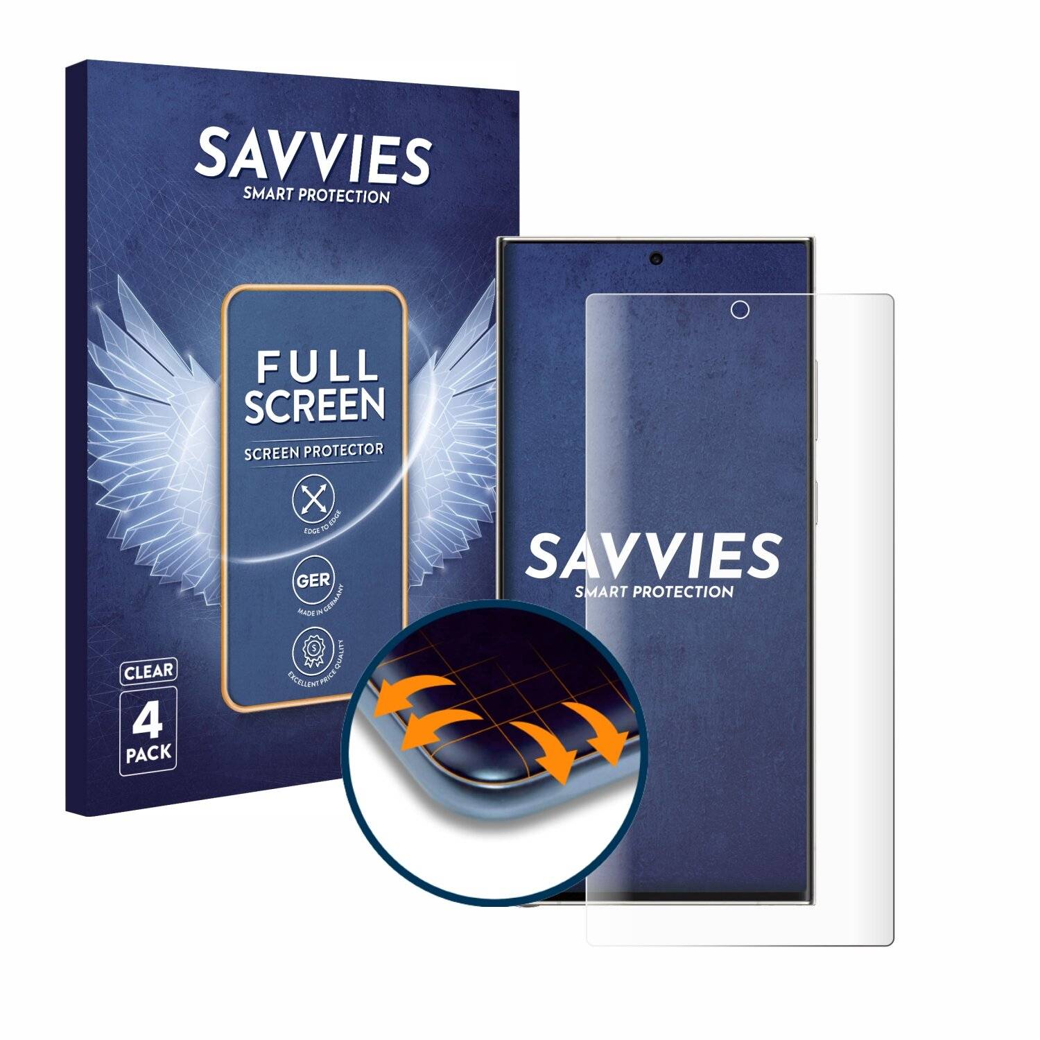 4x Savvies Full-Screen Folie für Samsung Galaxy S23