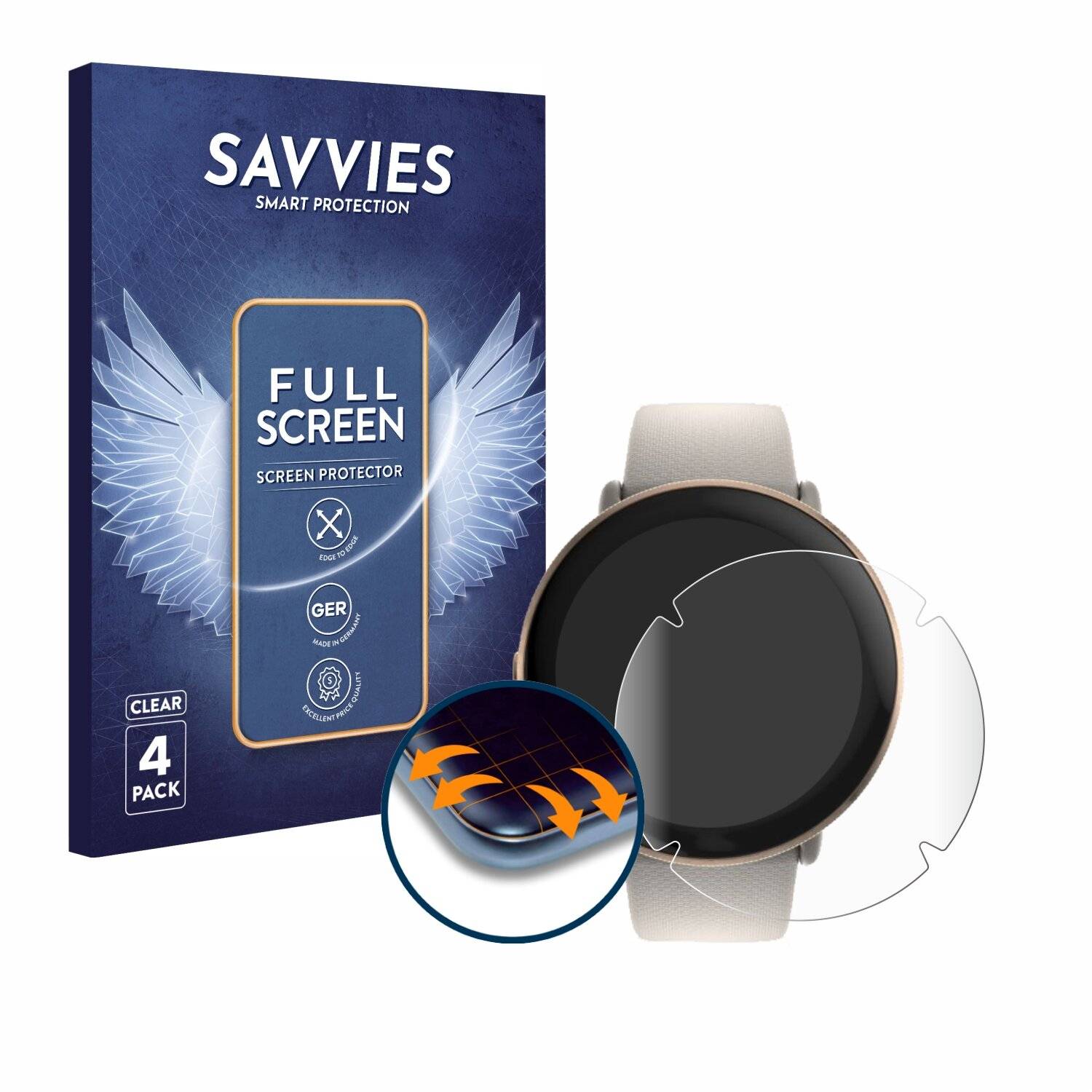 4x Savvies Full-Screen Folie für Polar Ignite