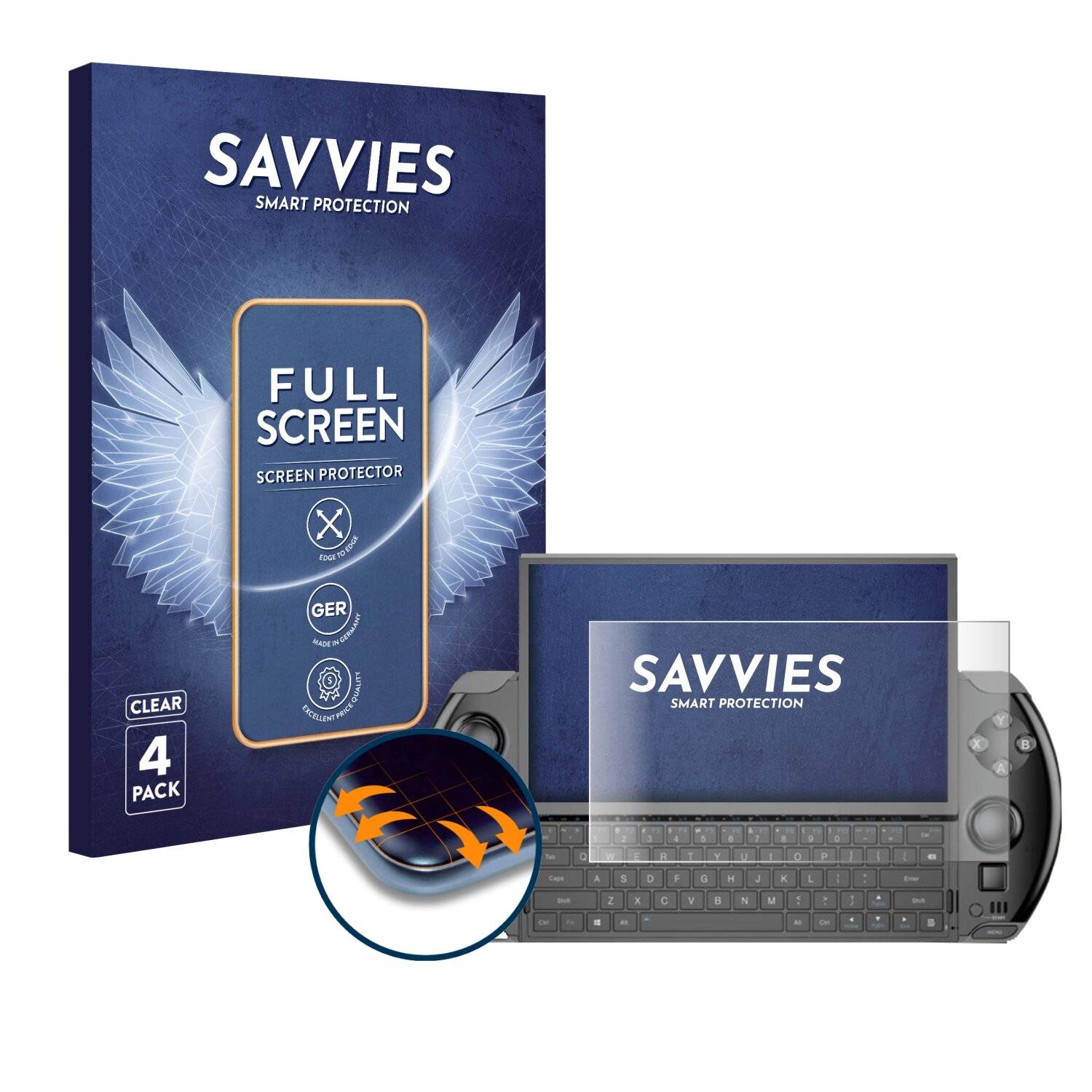 4x Savvies Full-Screen Folie für GPD Win