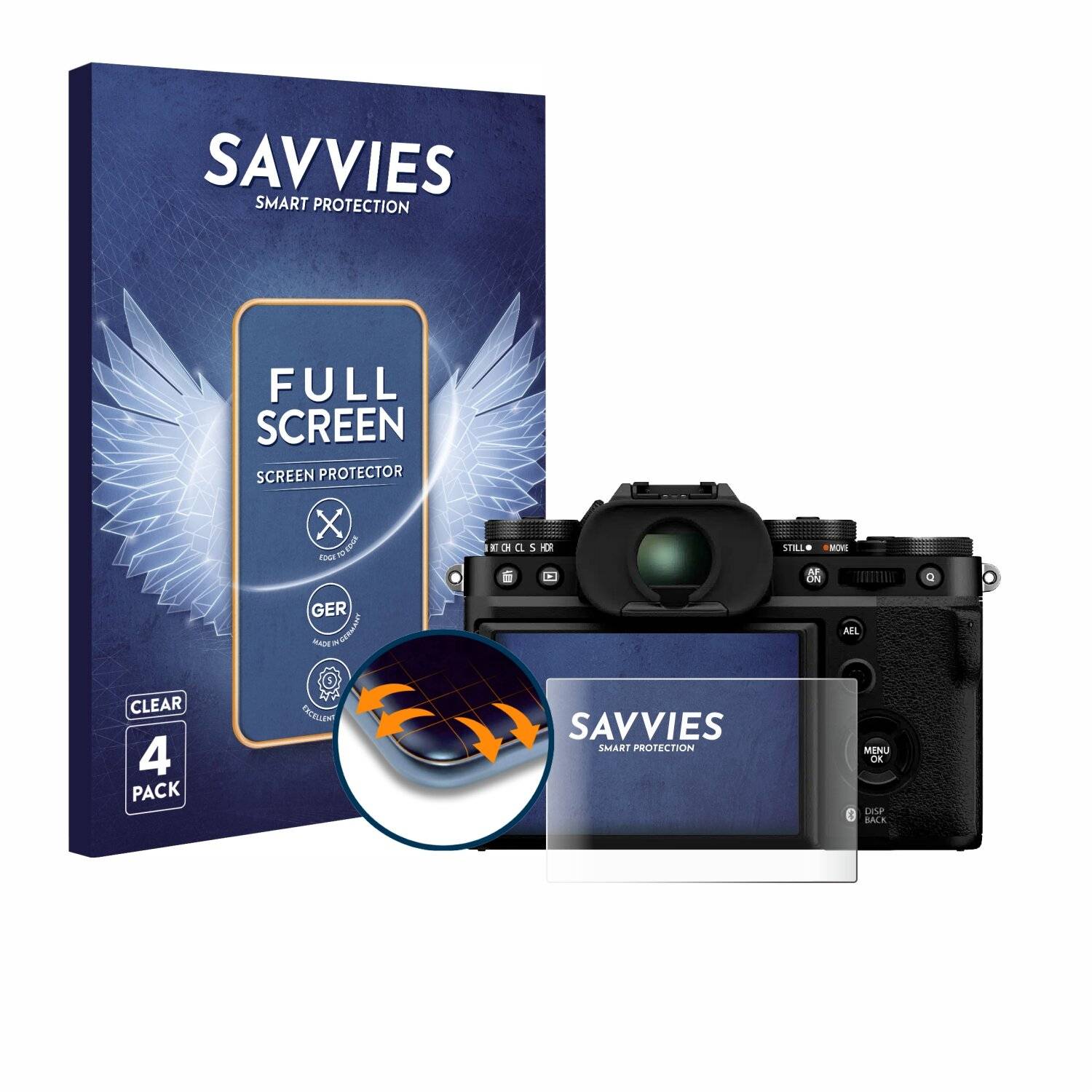 4x Savvies Full-Screen Folie für Fujifilm