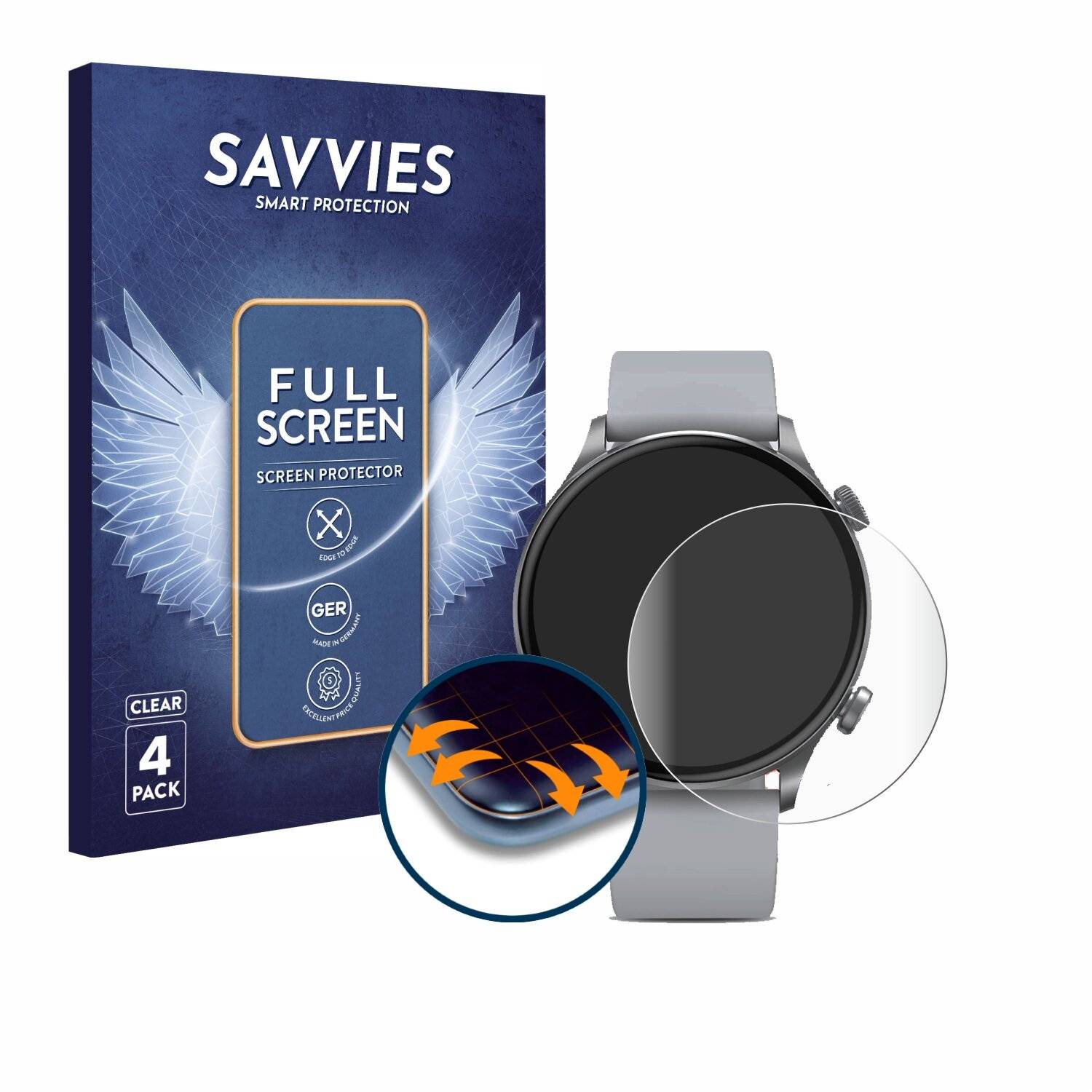4x Savvies Full-Screen Folie für Xiaomi Haylou Solar Plus RT 3