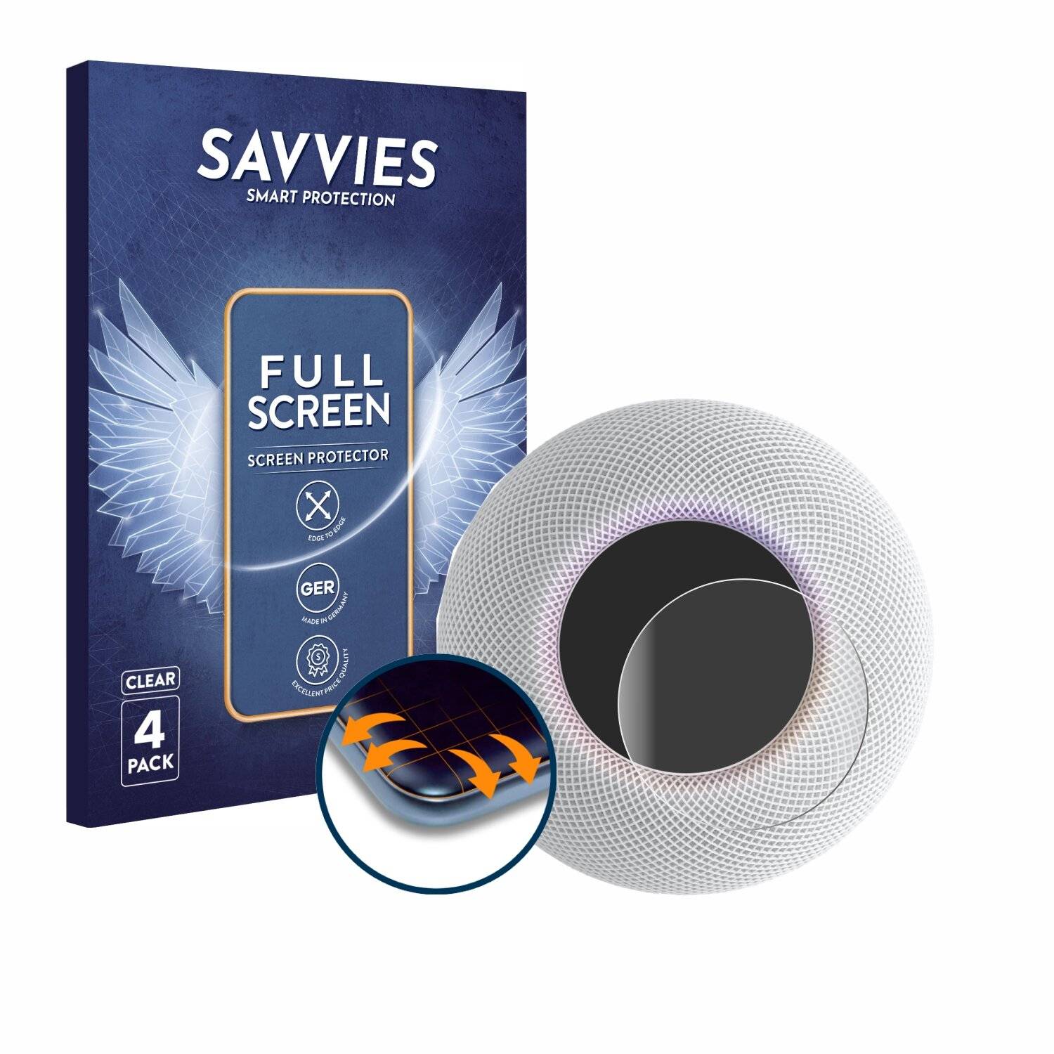 4x Savvies Full-Screen Folie für Apple HomePod