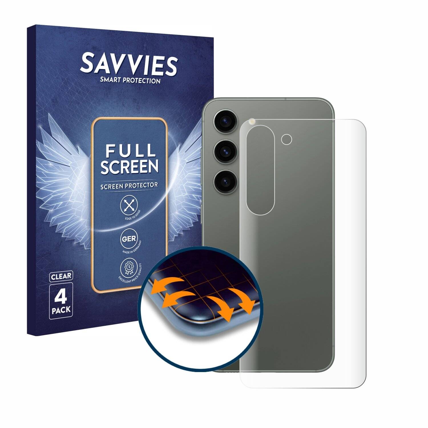 4x Savvies Full-Screen Folie für Samsung Galaxy S23