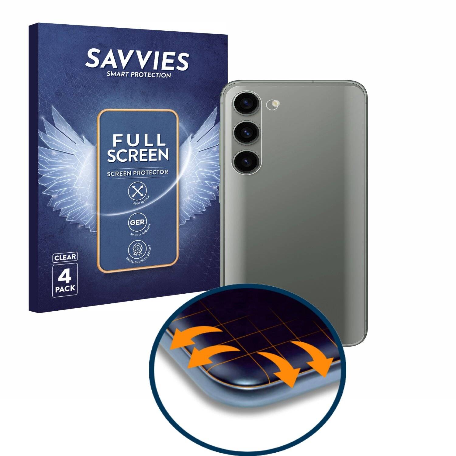 4x Savvies Full-Screen Folie für Samsung Galaxy S23 Plus