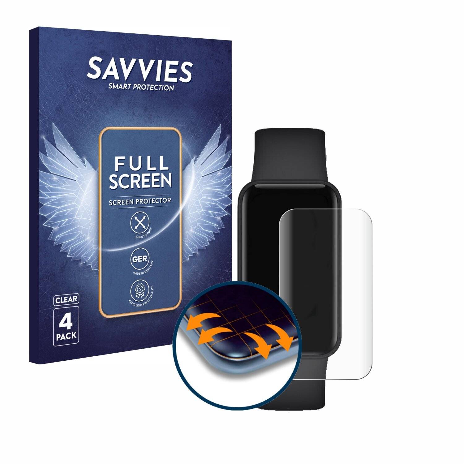 4x Savvies Full-Screen Folie für Xiaomi Redmi Smart Band