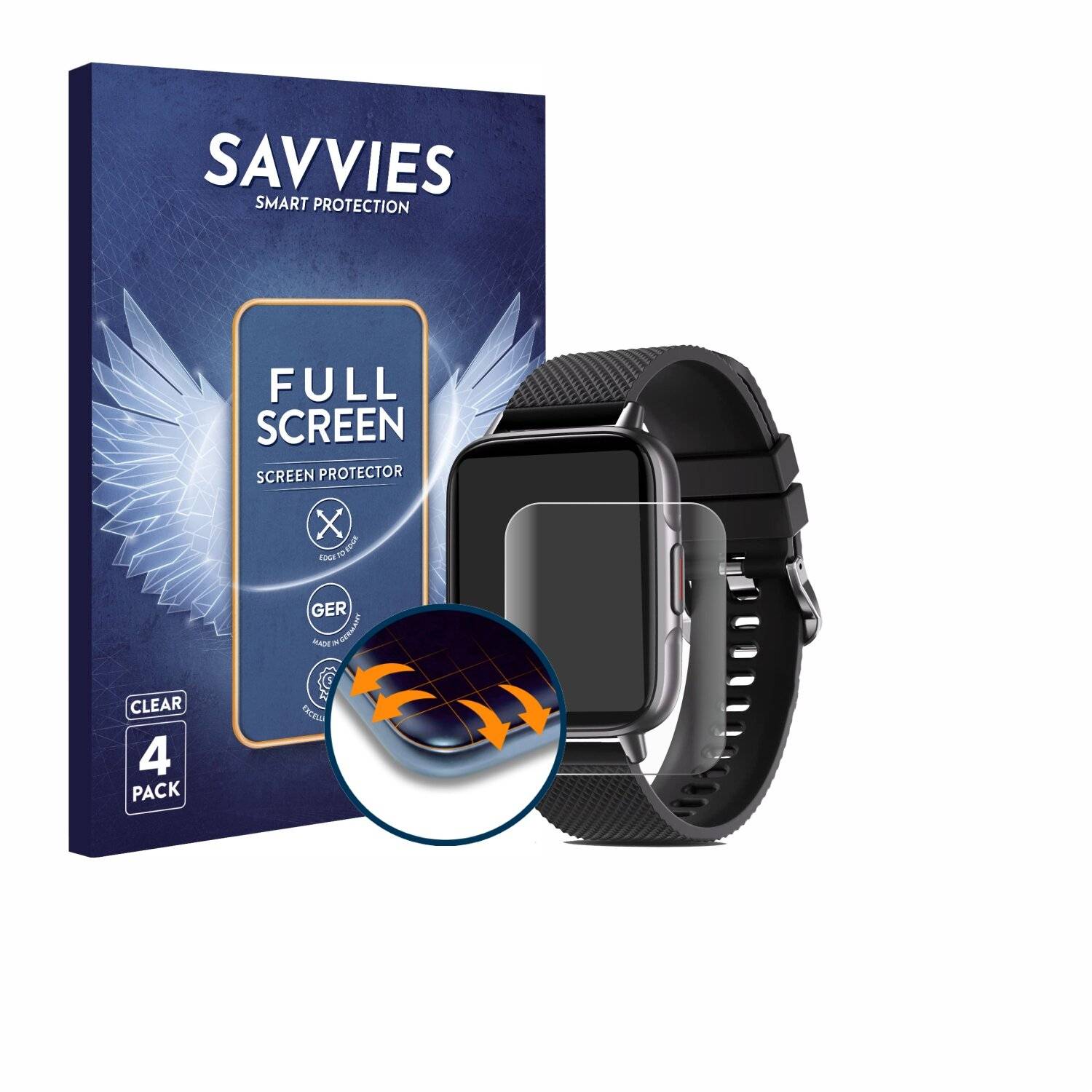 4x Savvies Full-Screen Folie für Bozlun 1.7 Smartwatch 2022