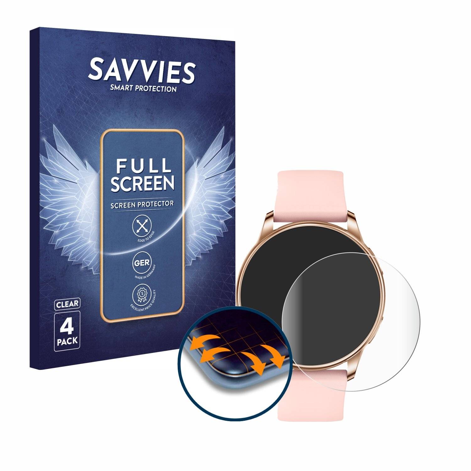 4x Savvies Full-Screen Folie für Levowatch