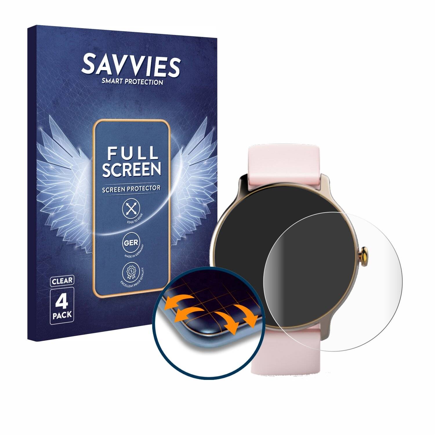 4x Savvies Full-Screen Folie für Hama Fit Watch