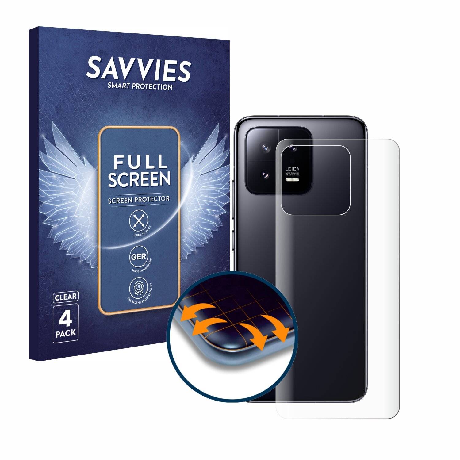 4x Savvies Full-Screen Folie für Xiaomi 13