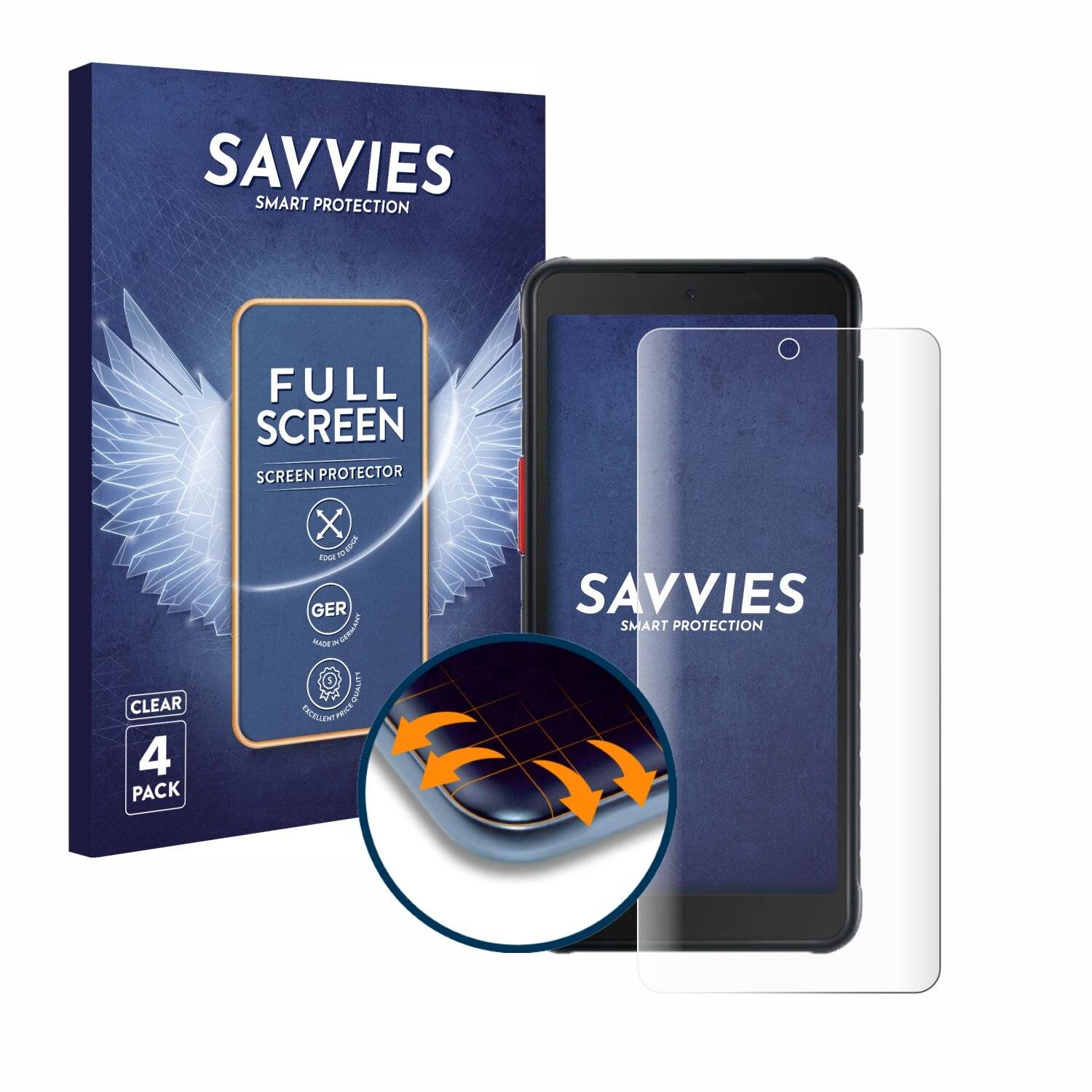 4x Savvies Full-Screen Folie für Samsung Galaxy XCover 5 Enterprise