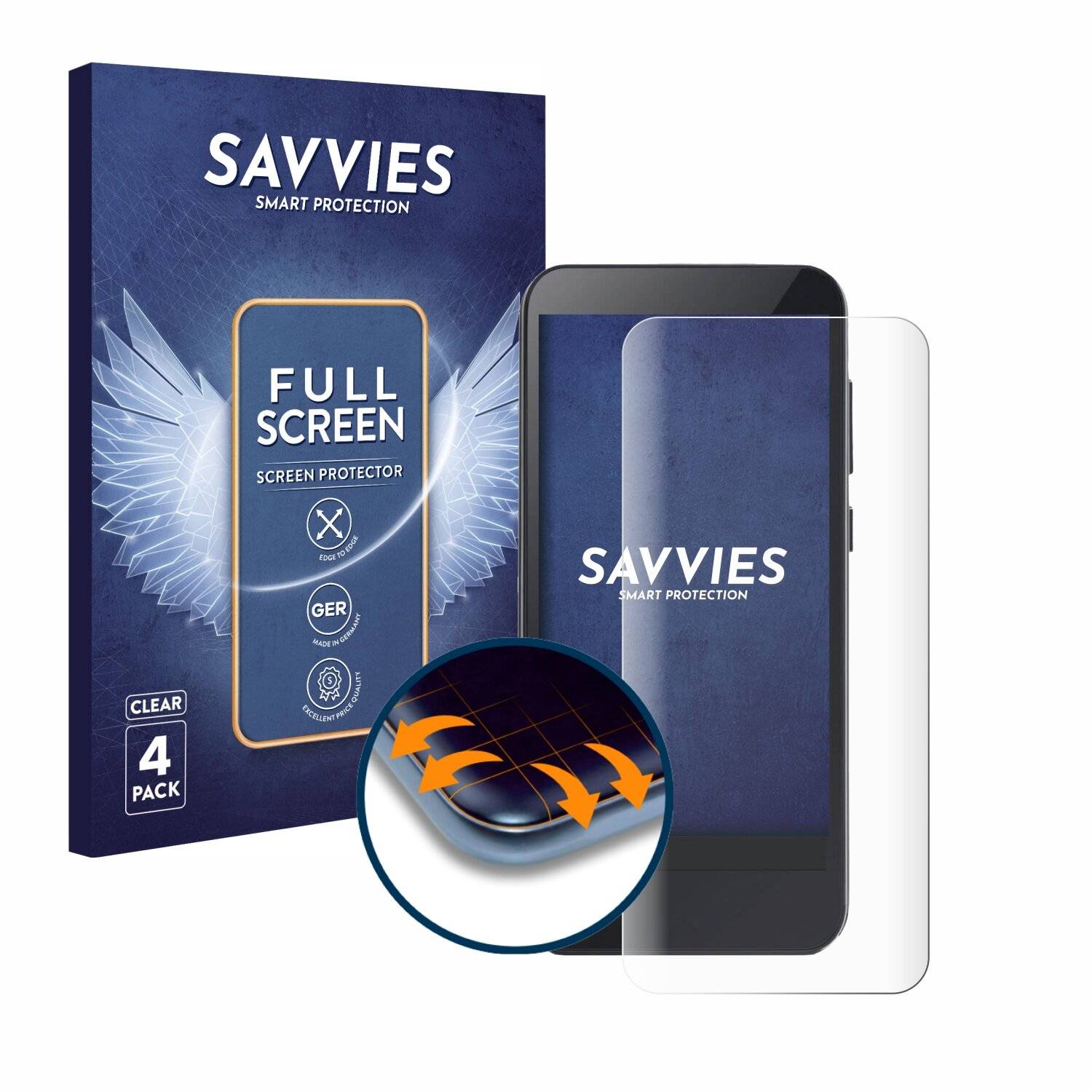 4x Savvies Full-Screen Folie für Omnipod