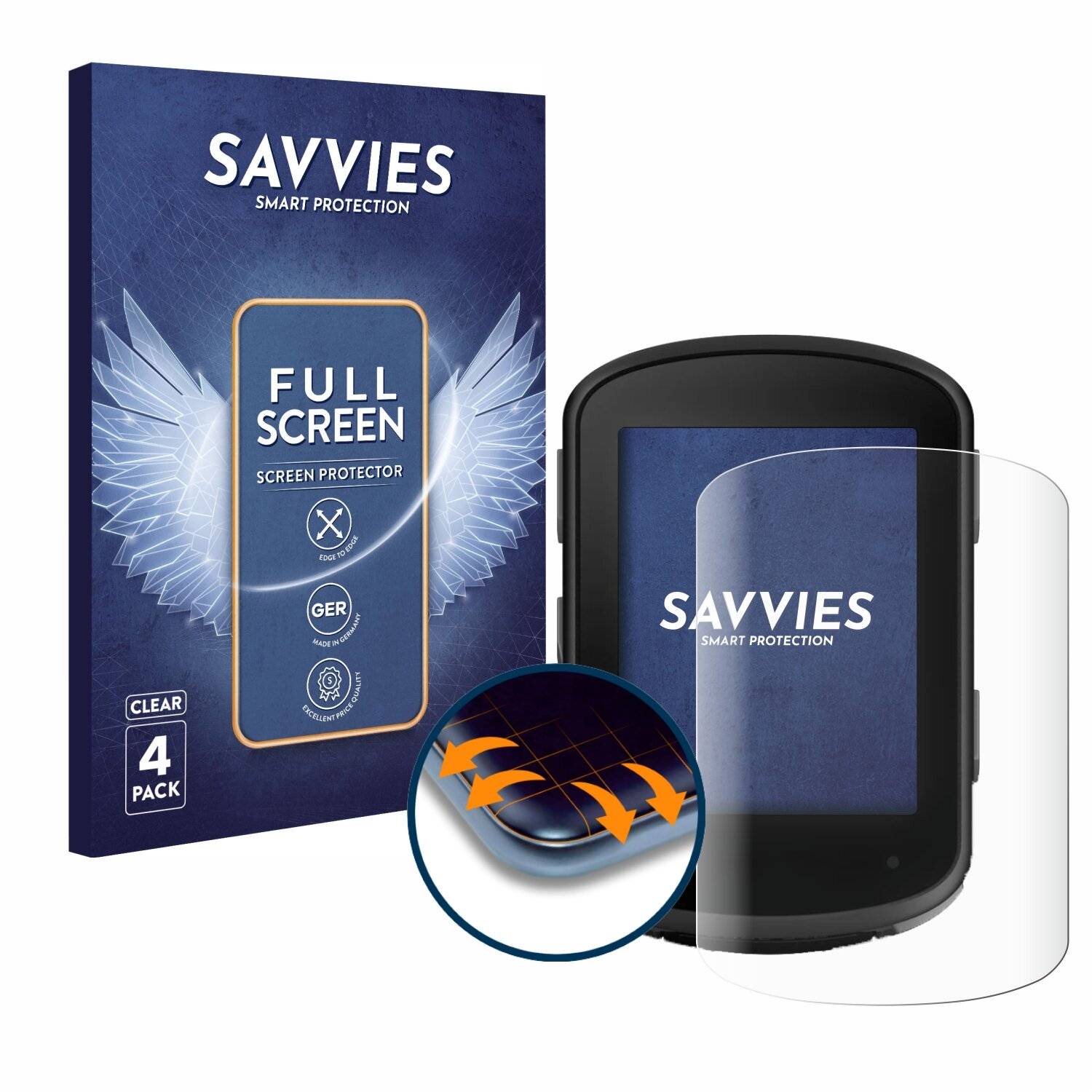 4x Savvies Full-Screen Folie für Garmin Edge